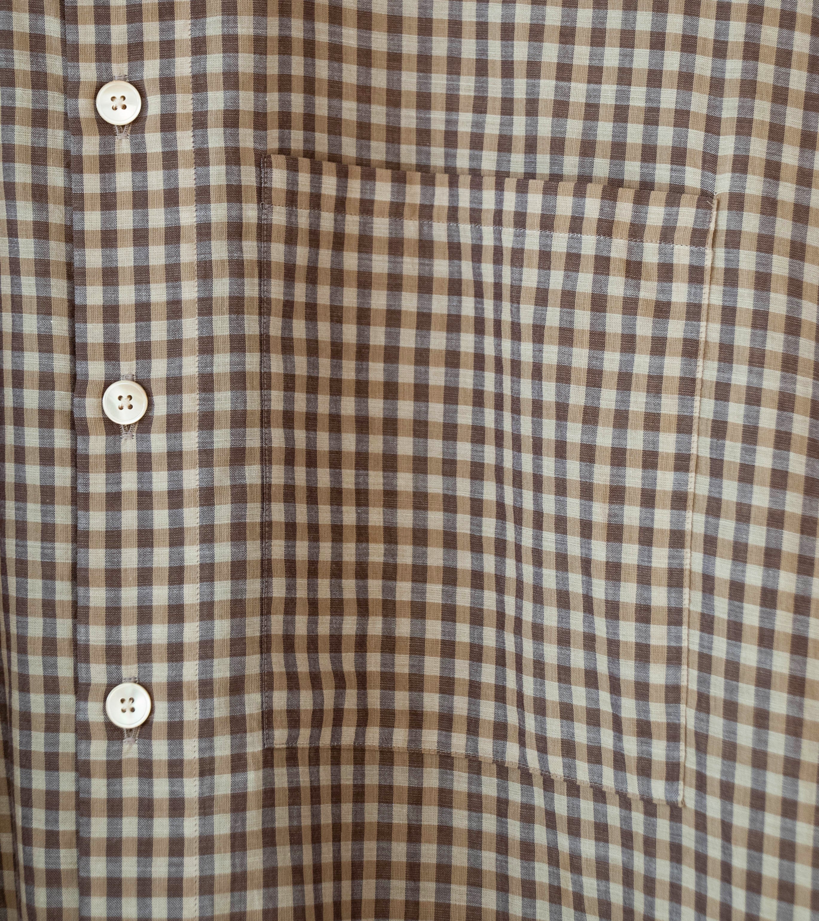 Auralee 'Airy Light Cotton Check Big Shirt' (Brown Gingham Check) - Image 3