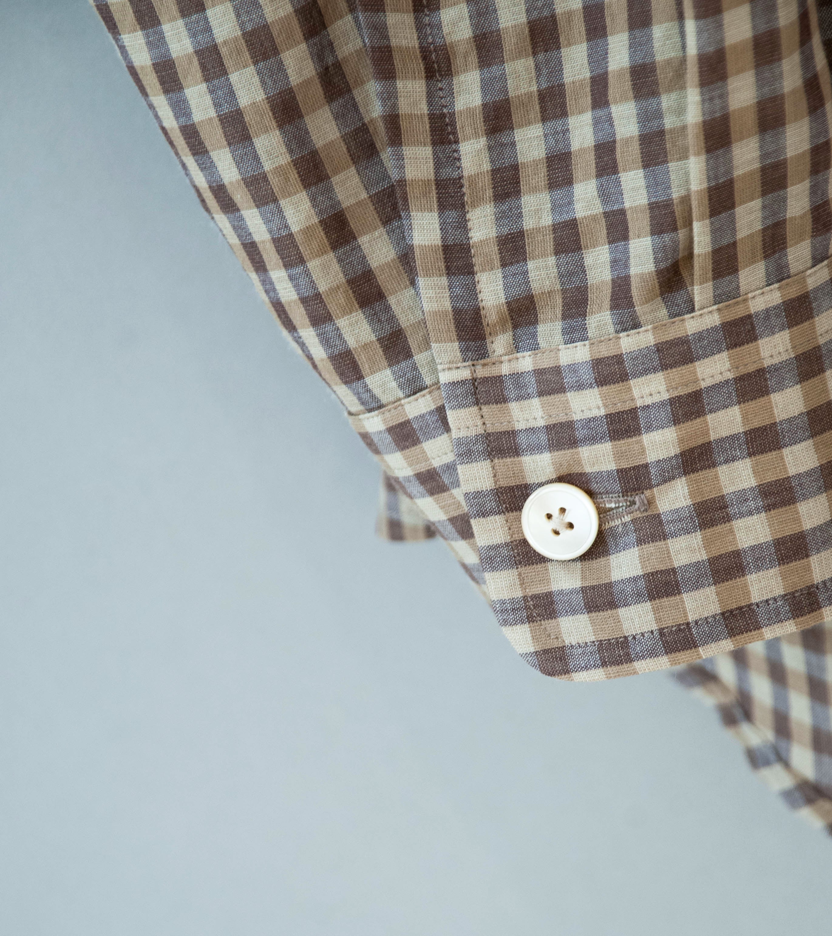 Auralee 'Airy Light Cotton Check Big Shirt' (Brown Gingham Check) - Image 5