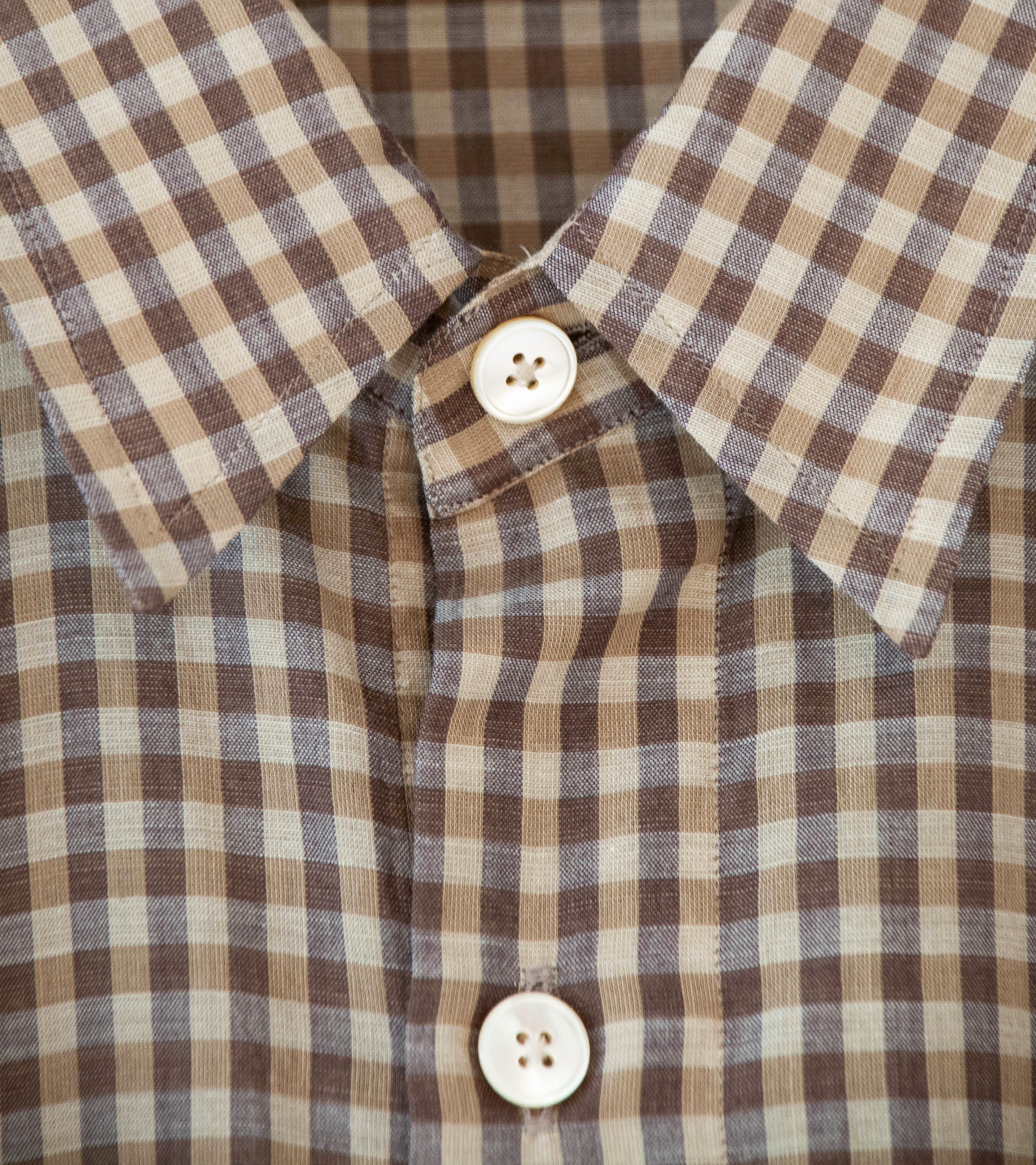 Auralee 'Airy Light Cotton Check Big Shirt' (Brown Gingham Check) - Image 7