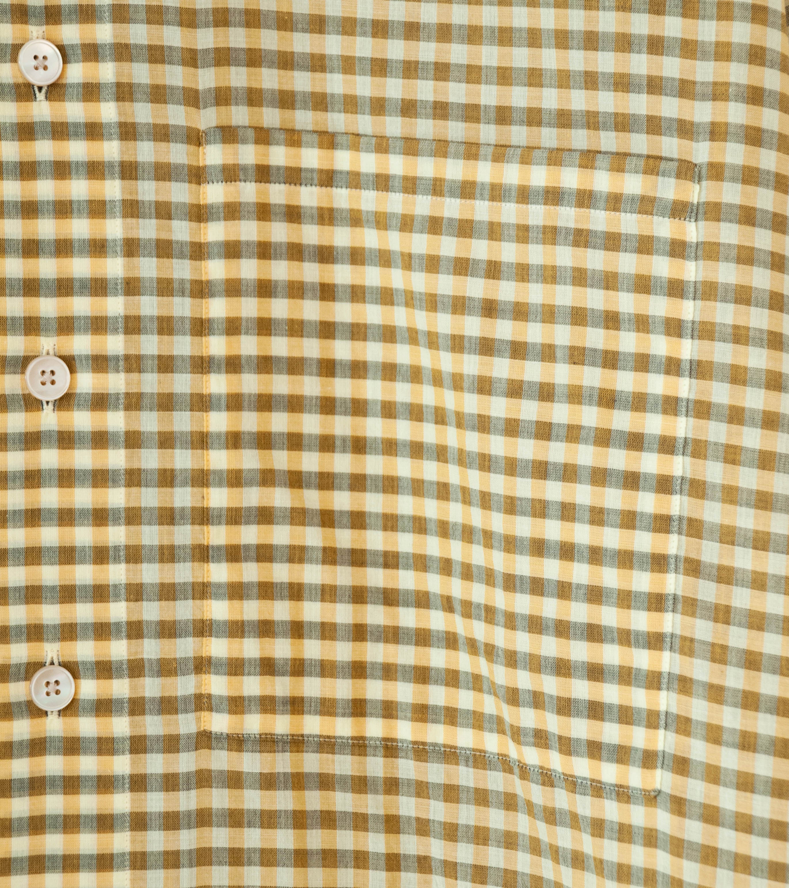 Auralee 'Airy Light Cotton Check Big Shirt' (Mustard Gingham Check) - Image 3