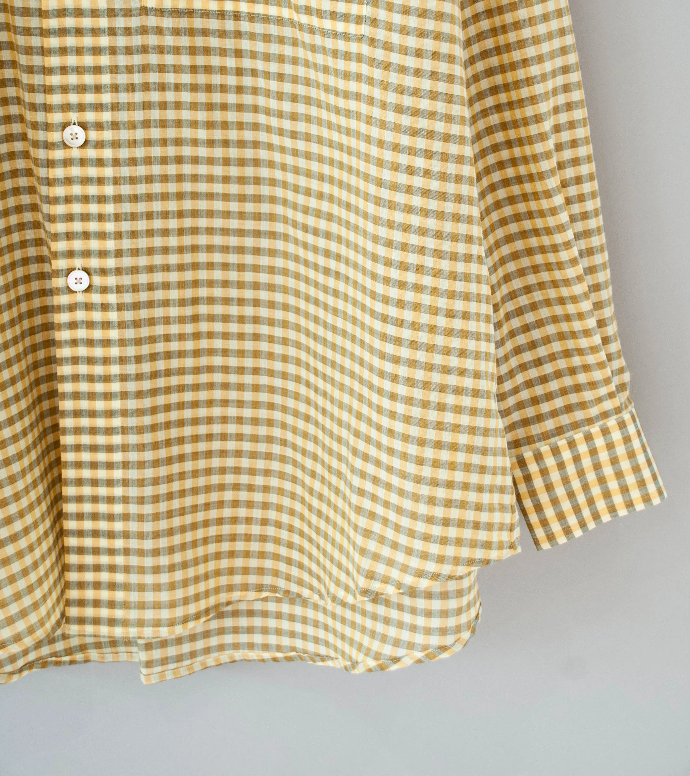 Auralee 'Airy Light Cotton Check Big Shirt' (Mustard Gingham Check) - Image 4