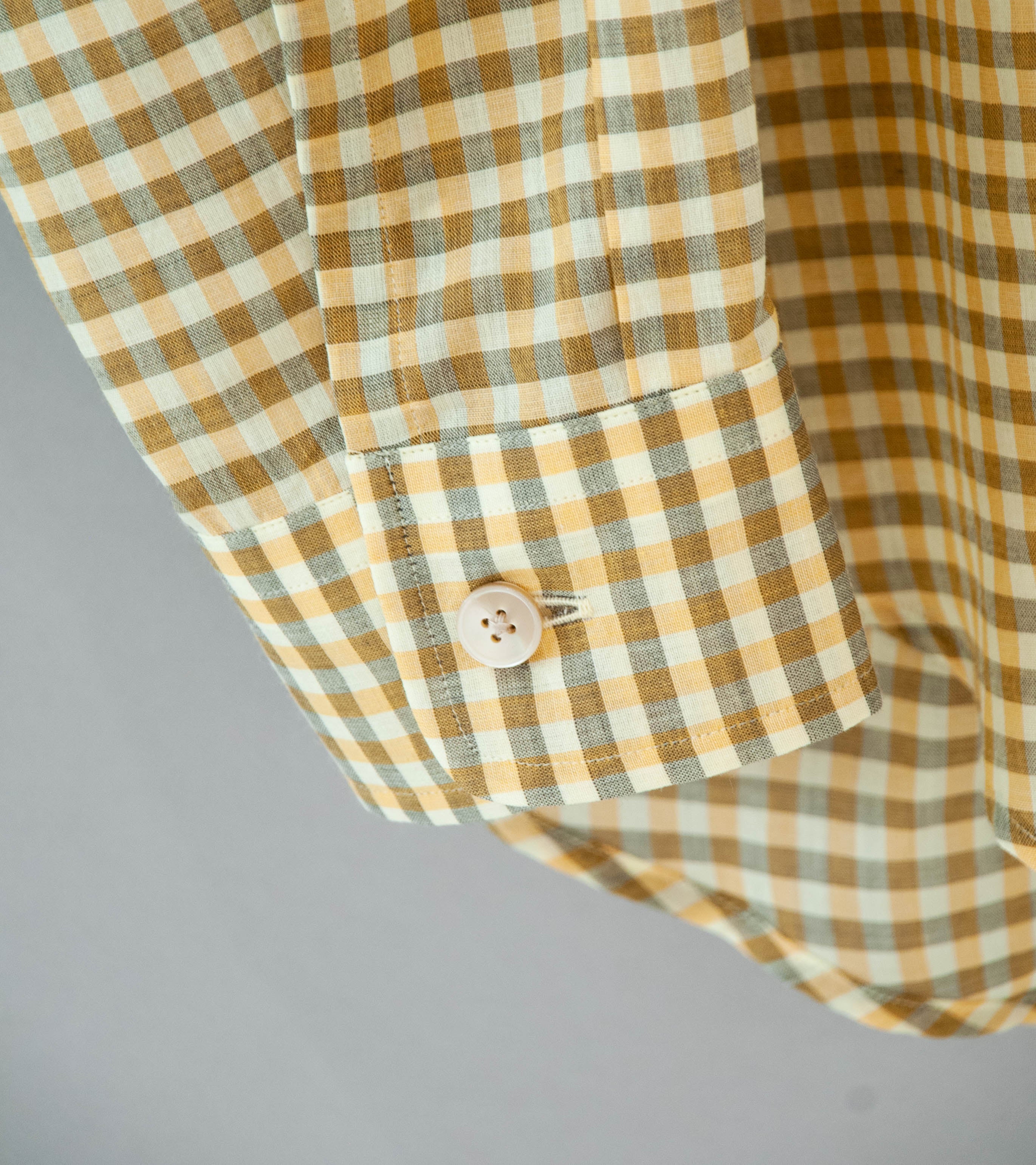 Auralee 'Airy Light Cotton Check Big Shirt' (Mustard Gingham Check) - Image 5