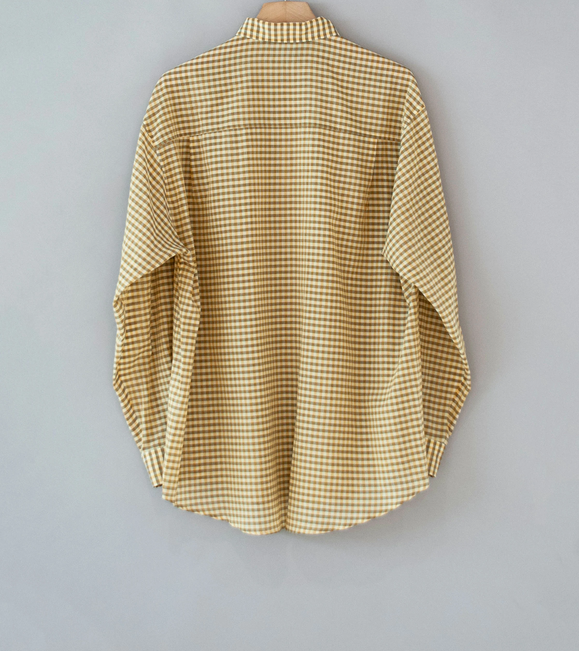 Auralee 'Airy Light Cotton Check Big Shirt' (Mustard Gingham Check) - Image 7