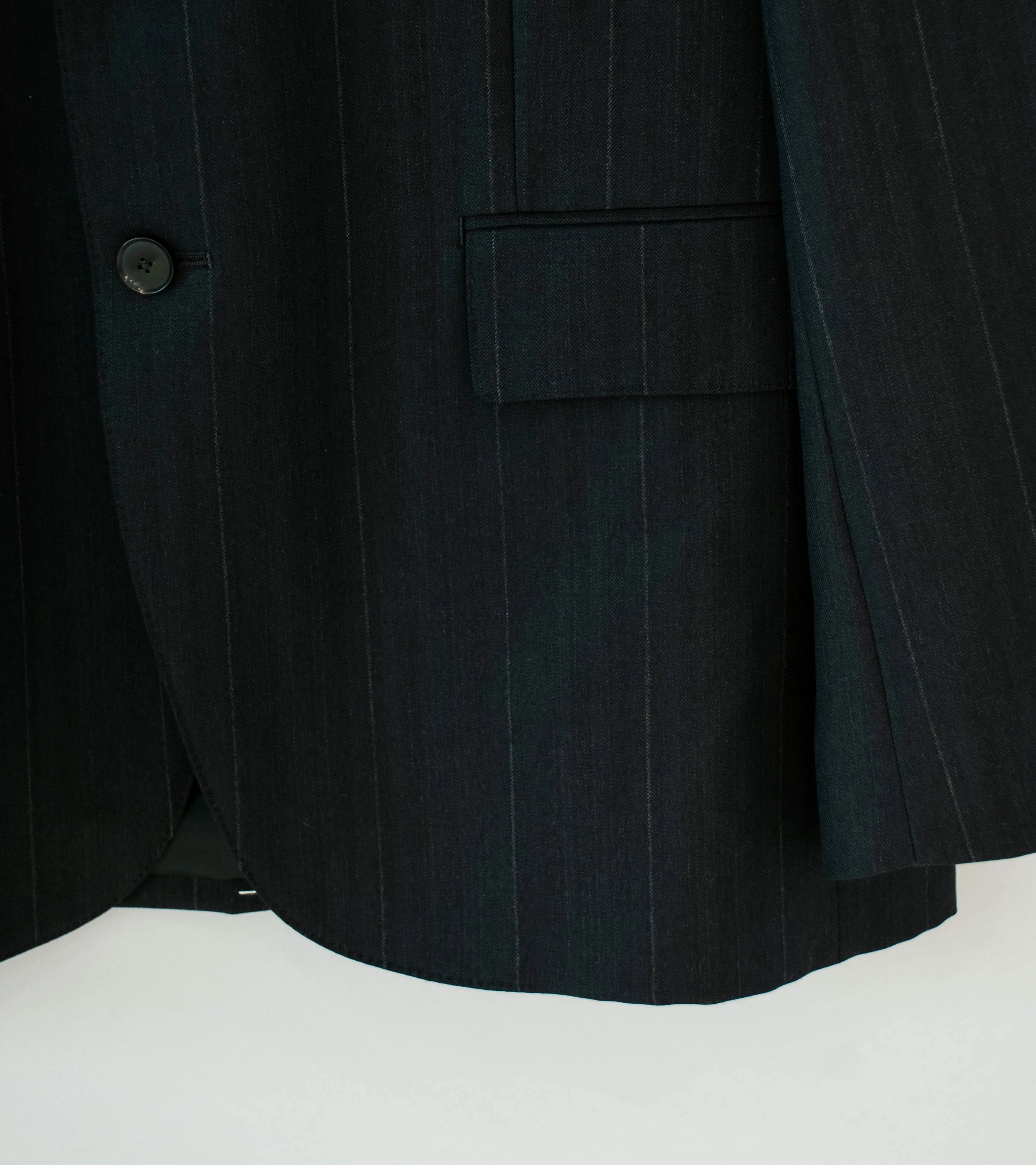 Auralee 'Bluefaced Wool Jacket' (Charcoal Navy Stripe) - Image 5