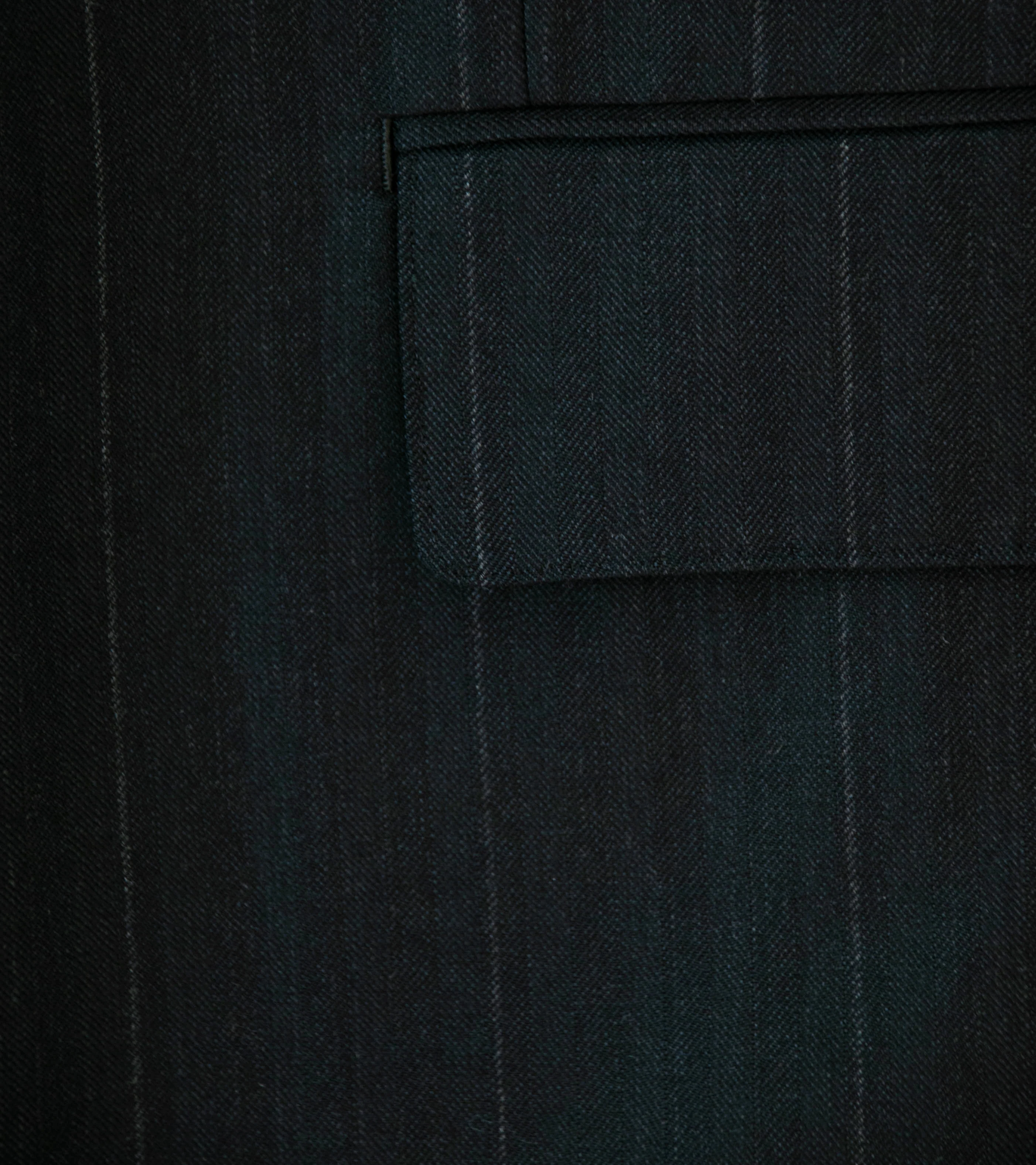 Auralee 'Bluefaced Wool Jacket' (Charcoal Navy Stripe) - Image 6