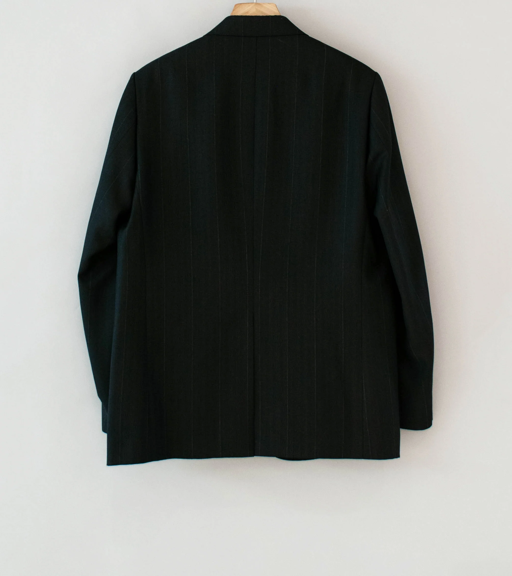 Auralee 'Bluefaced Wool Jacket' (Charcoal Navy Stripe) - Image 9
