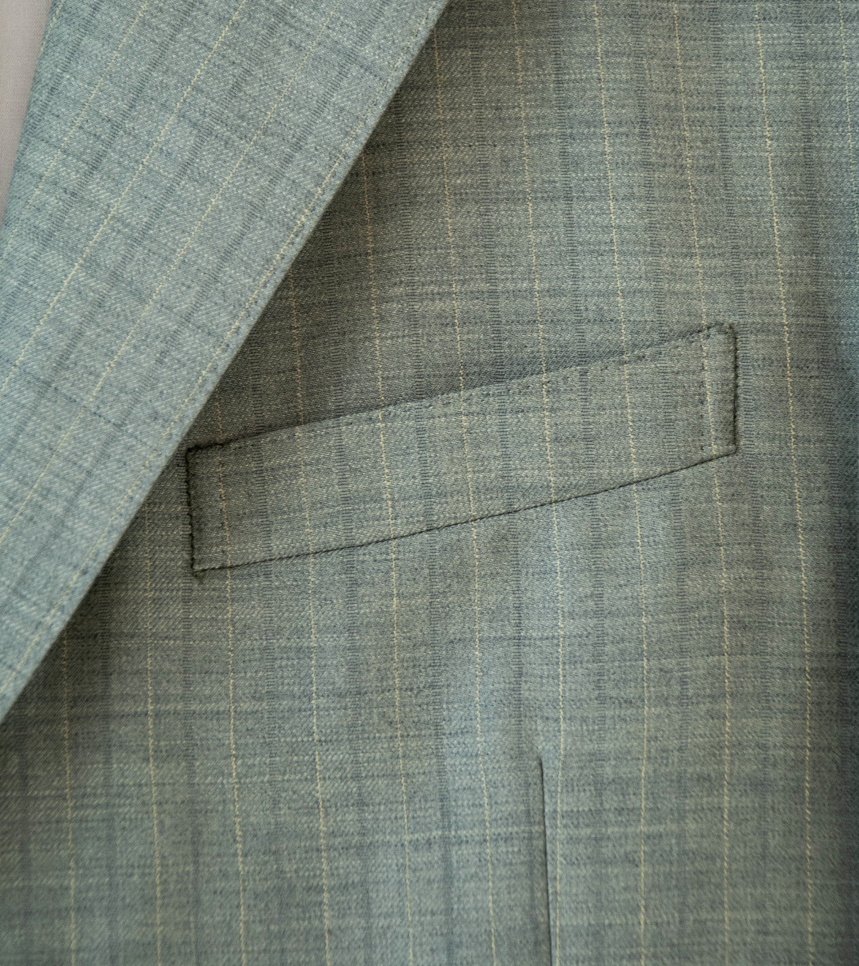 Auralee 'Bluefaced Wool Jacket' (Khaki Gray Stripe) - Image 3
