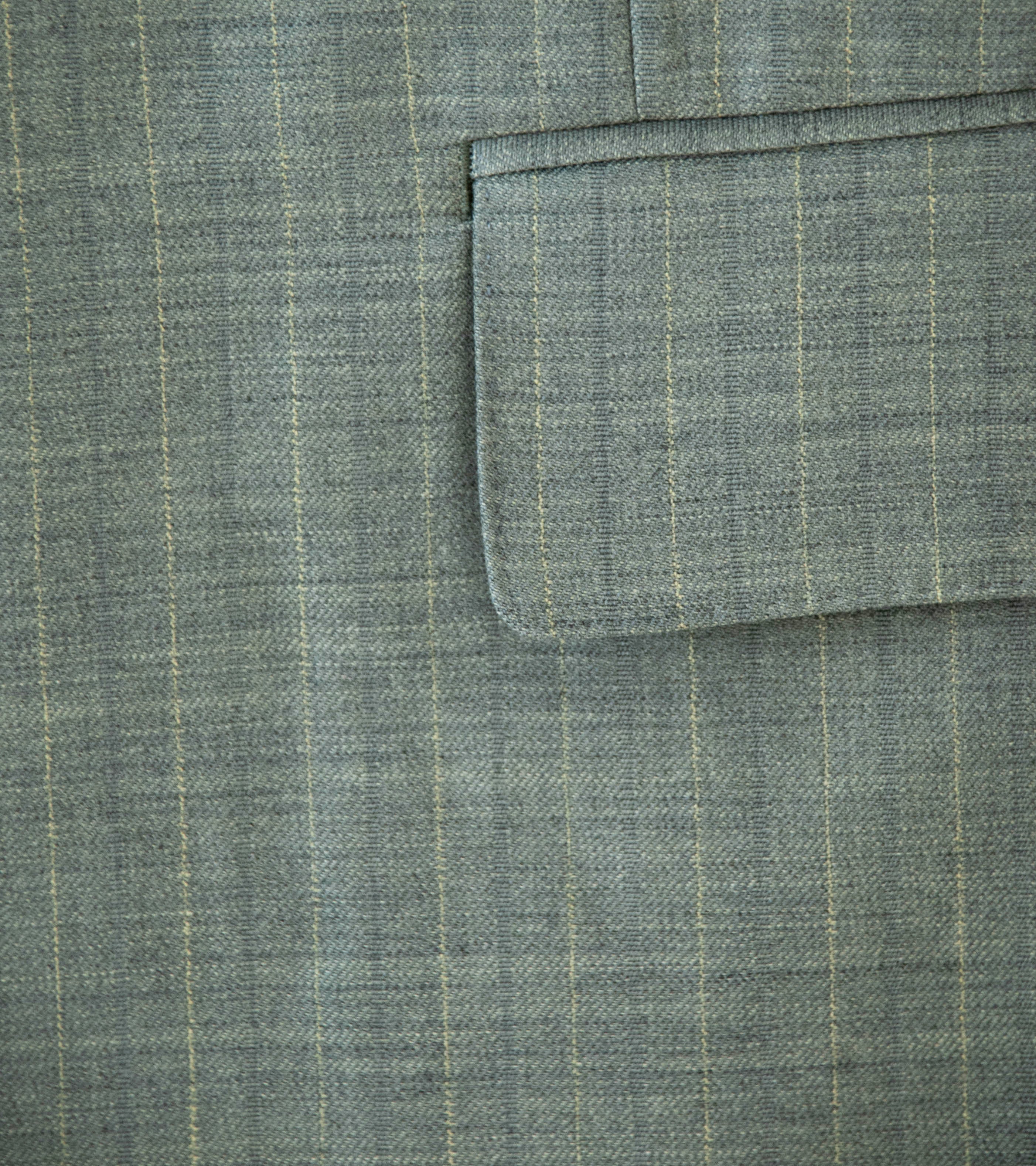 Auralee 'Bluefaced Wool Jacket' (Khaki Gray Stripe) - Image 5