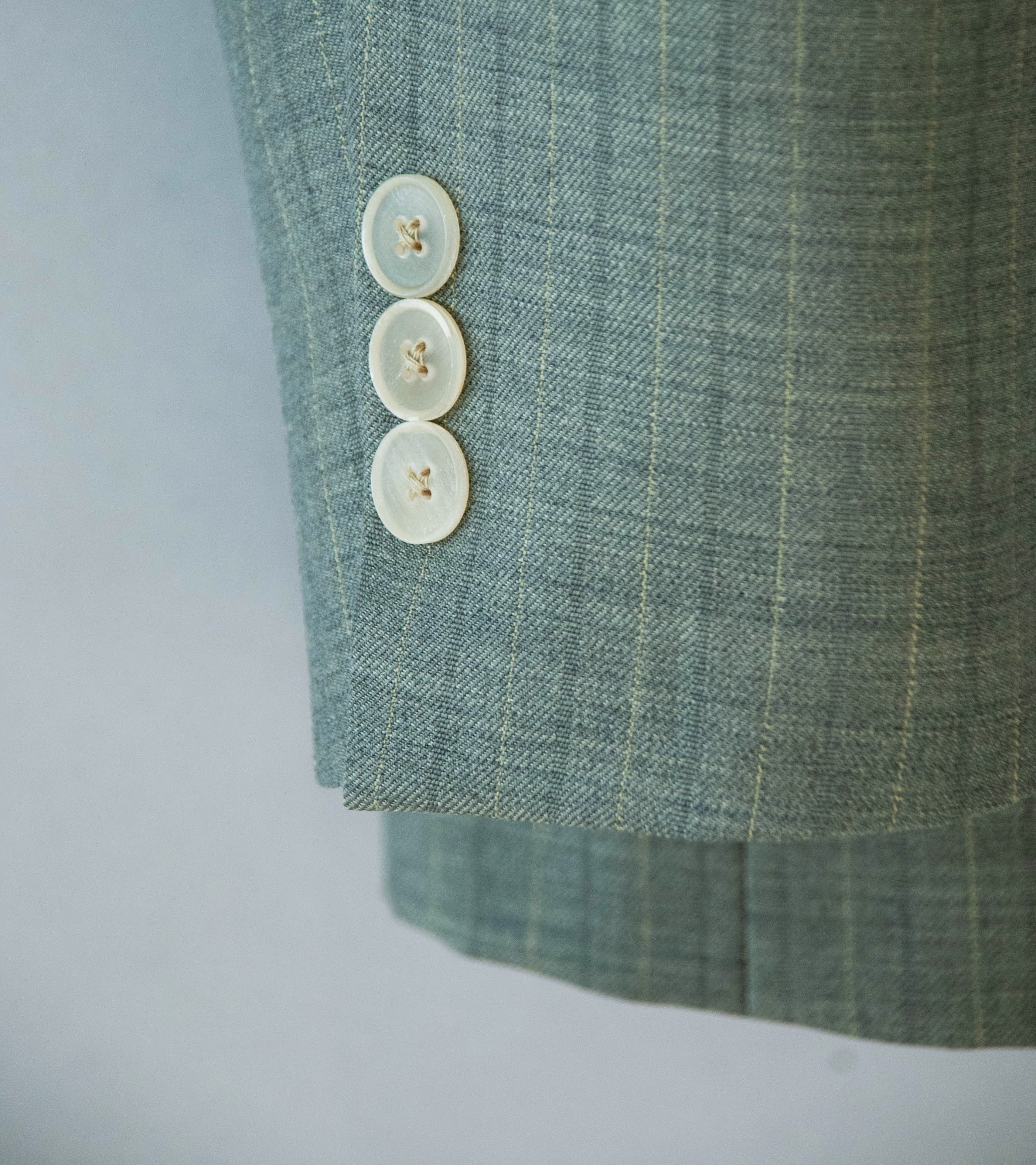 Auralee 'Bluefaced Wool Jacket' (Khaki Gray Stripe) - Image 6
