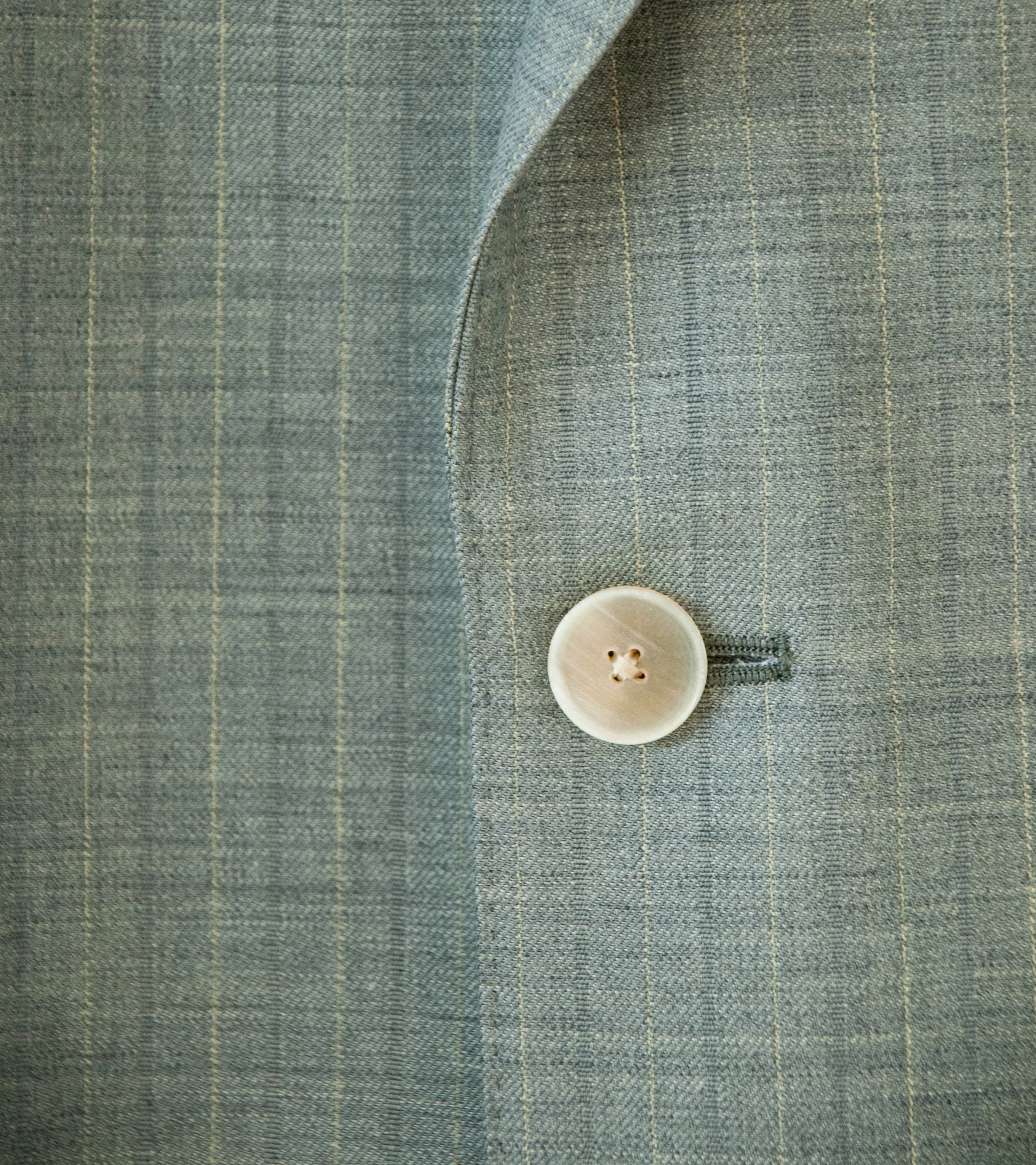 Auralee 'Bluefaced Wool Jacket' (Khaki Gray Stripe) - Image 7