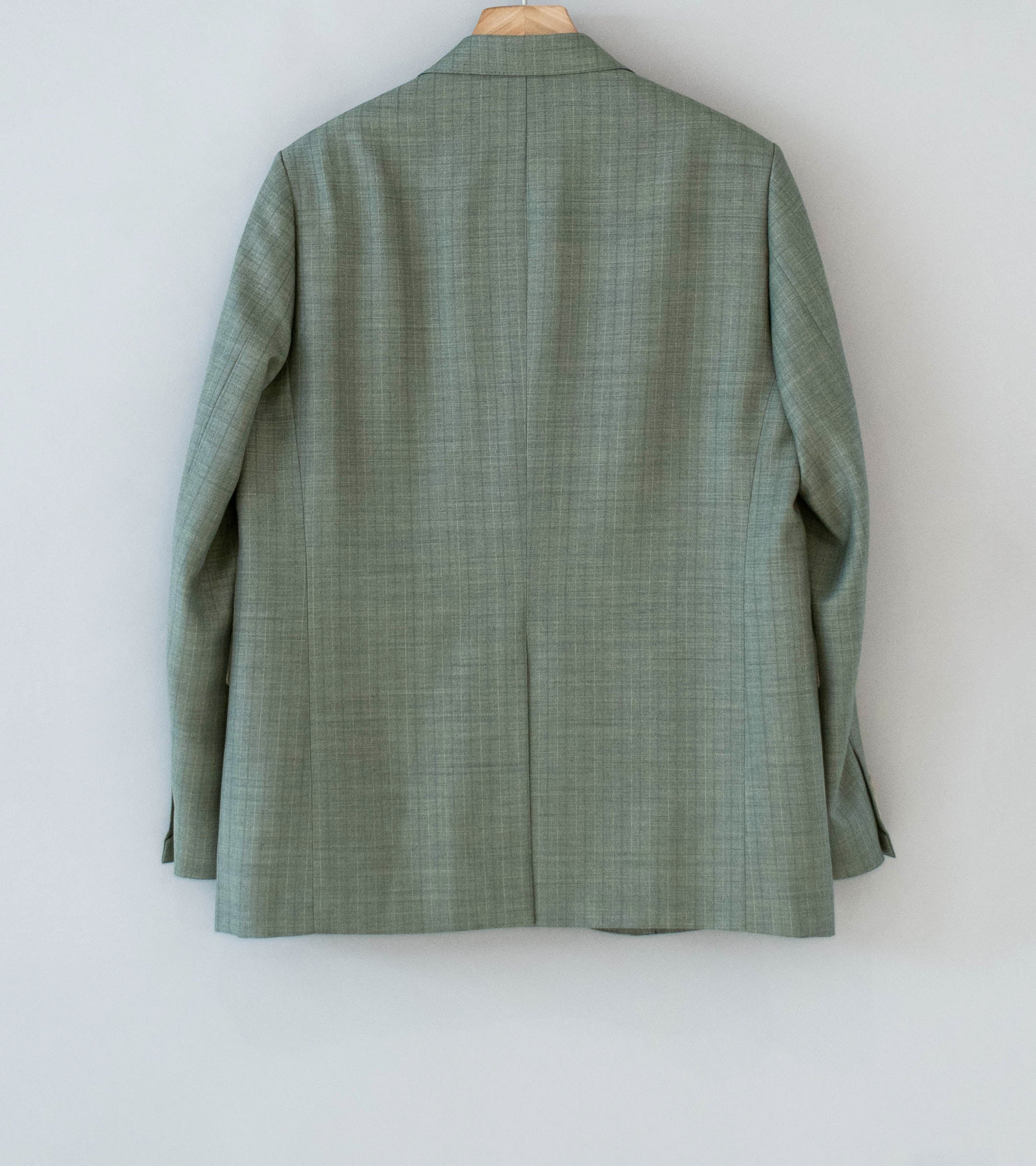 Auralee 'Bluefaced Wool Jacket' (Khaki Gray Stripe) - Image 8