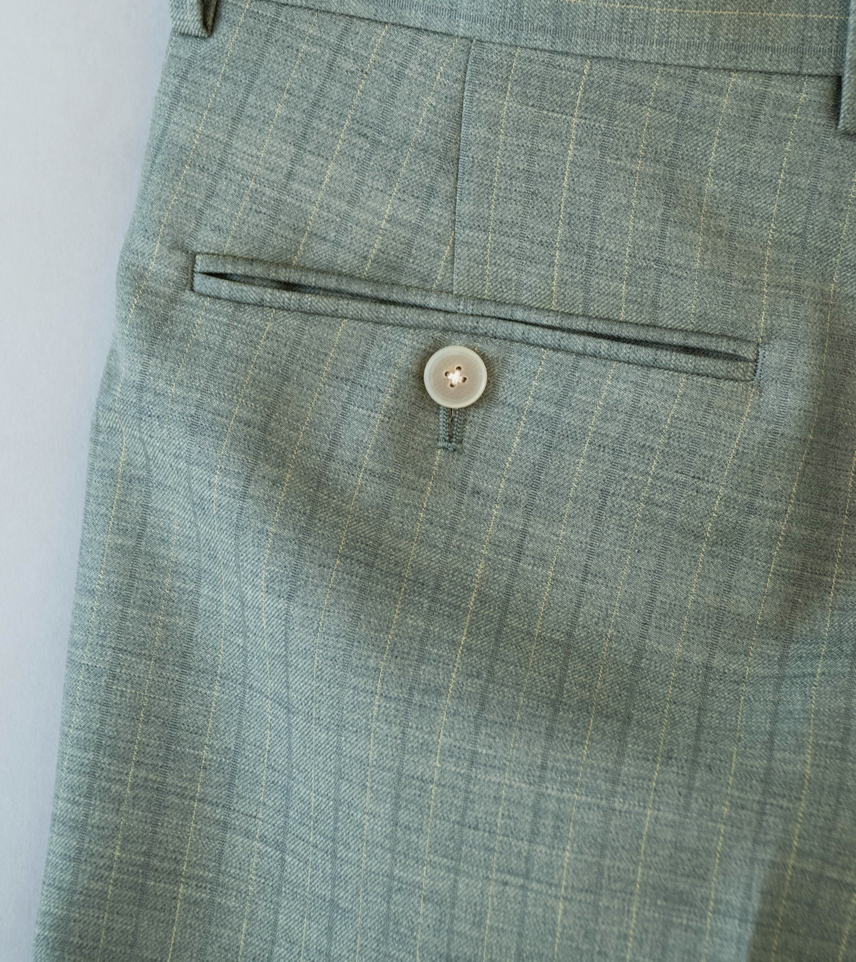 Auralee 'Bluefaced Wool Two Tuck Slacks' (Khaki Gray Stripe) - Image 6