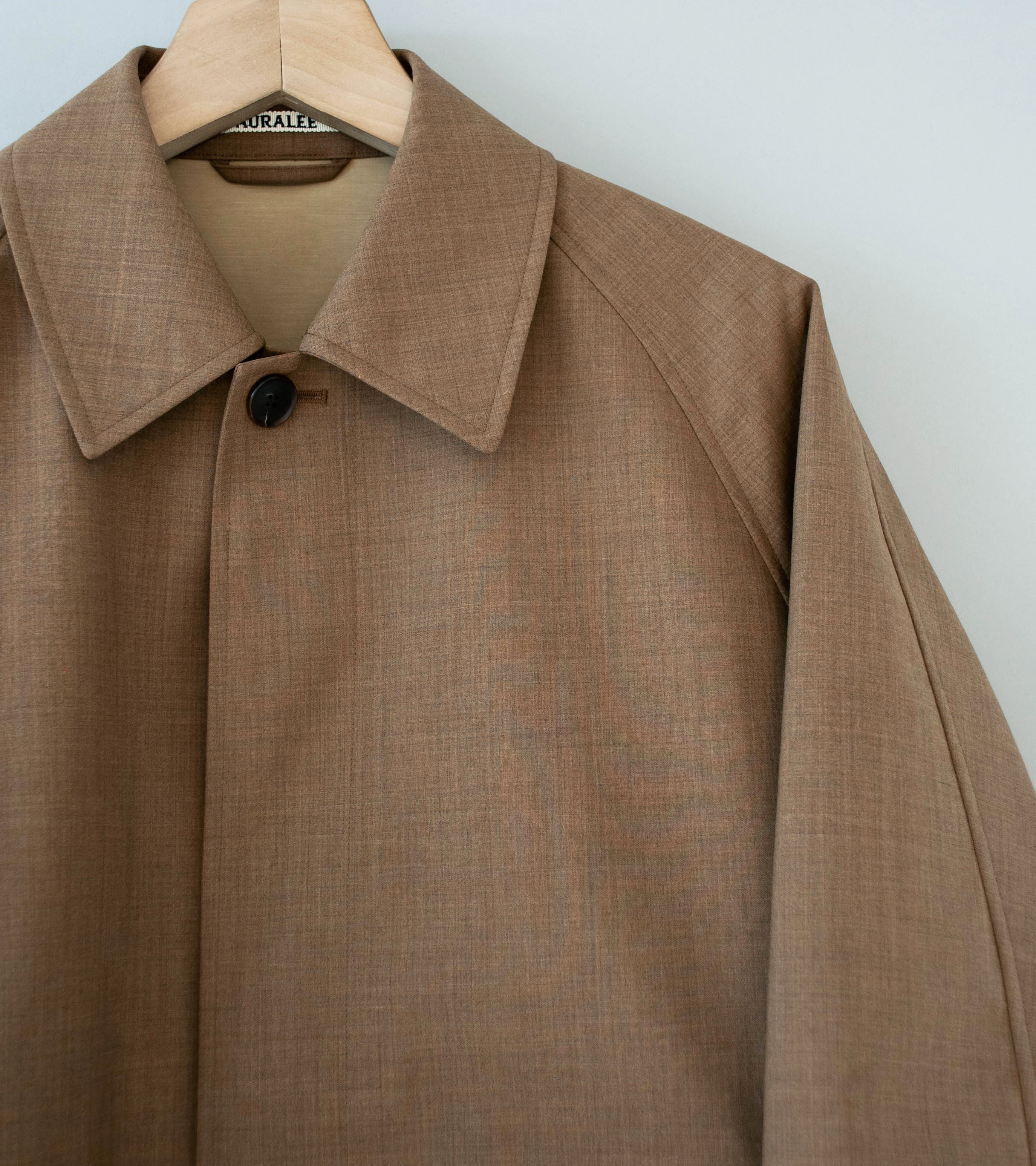 Auralee 'Bonded Tropical Wool Short Coat' (Top Brown) - Image 2