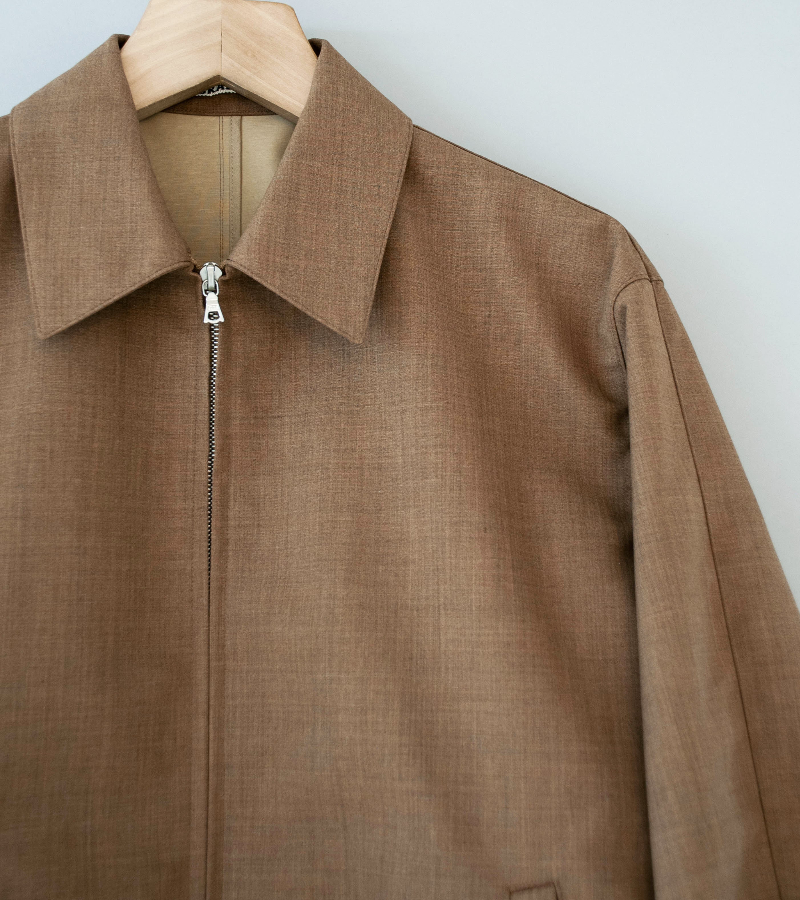 Auralee 'Bonded Tropical Wool Zip Blouson' (Top Brown) - Image 2