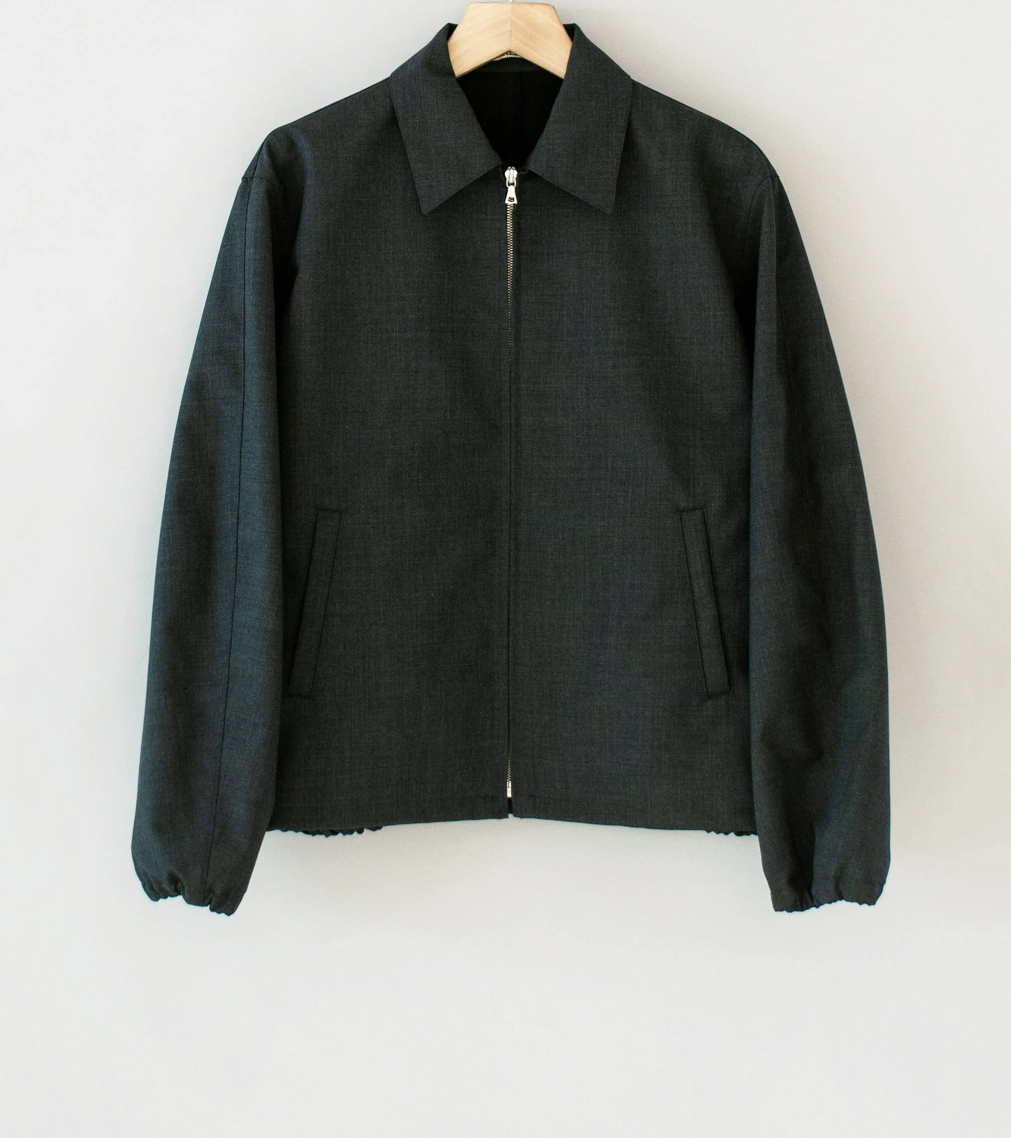 Auralee 'Bonded Tropical Wool Zip Blouson' (Top Charcoal)