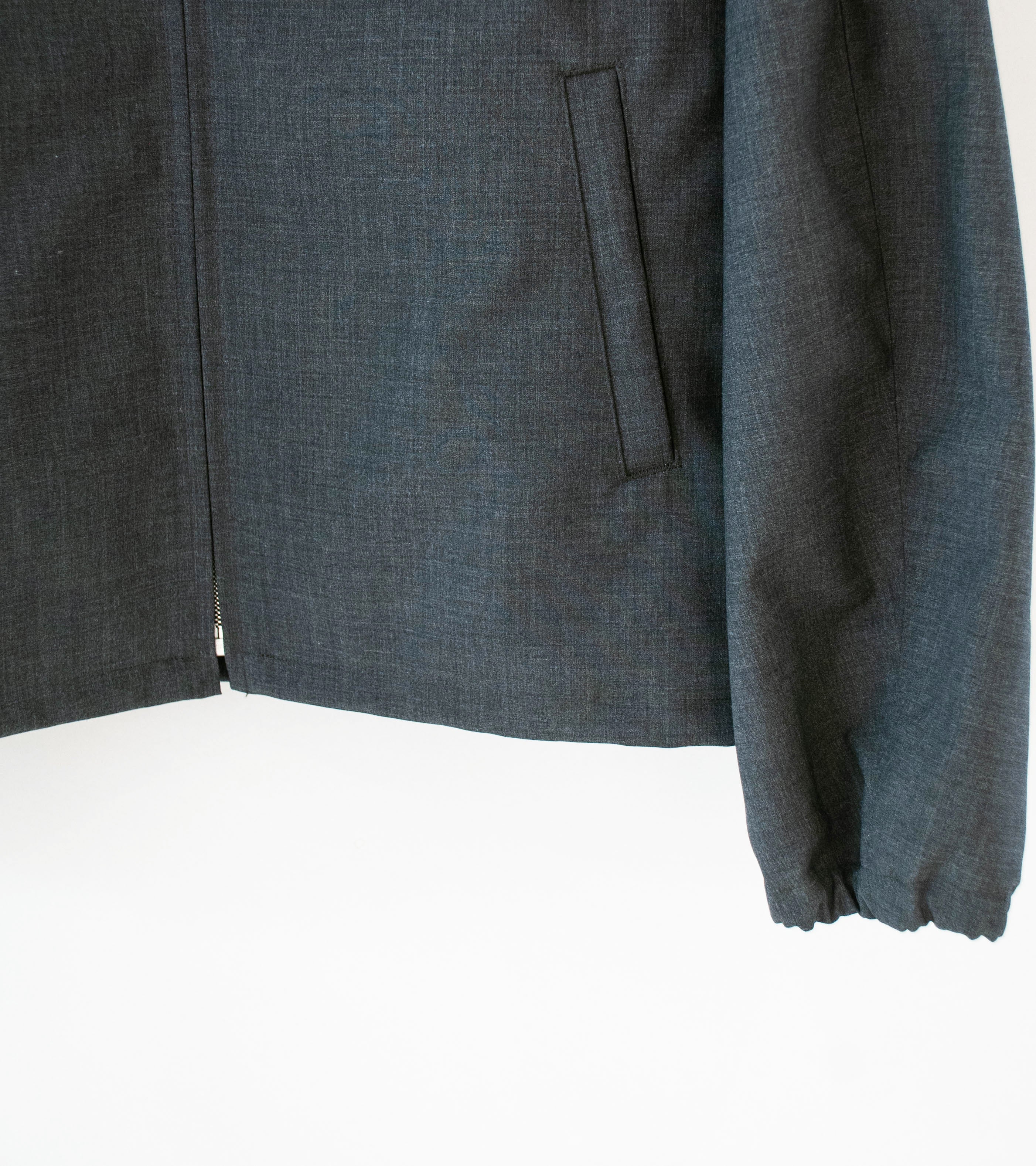 Auralee 'Bonded Tropical Wool Zip Blouson' (Top Charcoal) - Image 3