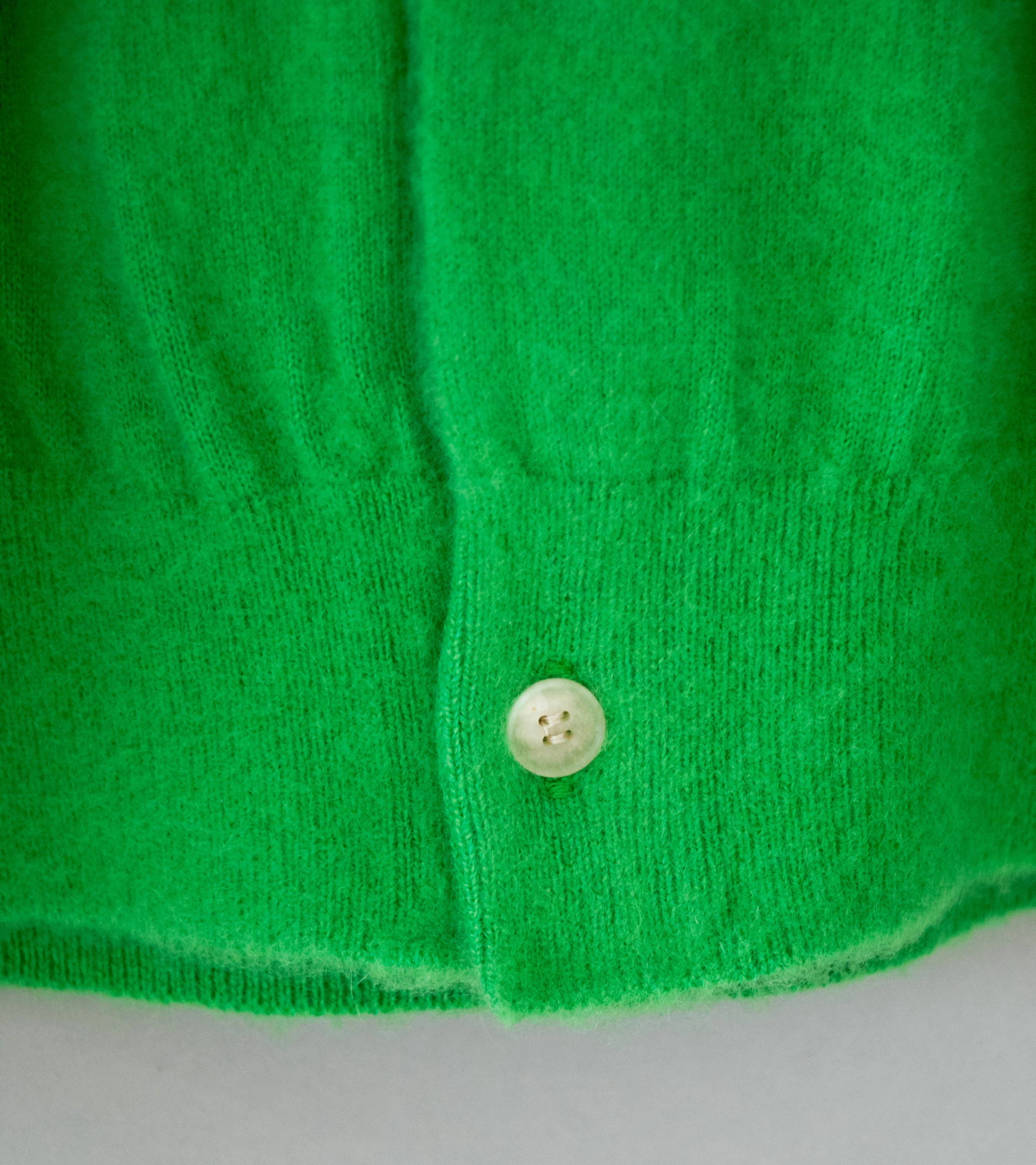 Auralee 'Brushed Cashmere Cotton Knit Cardigan' (Green) - Image 4