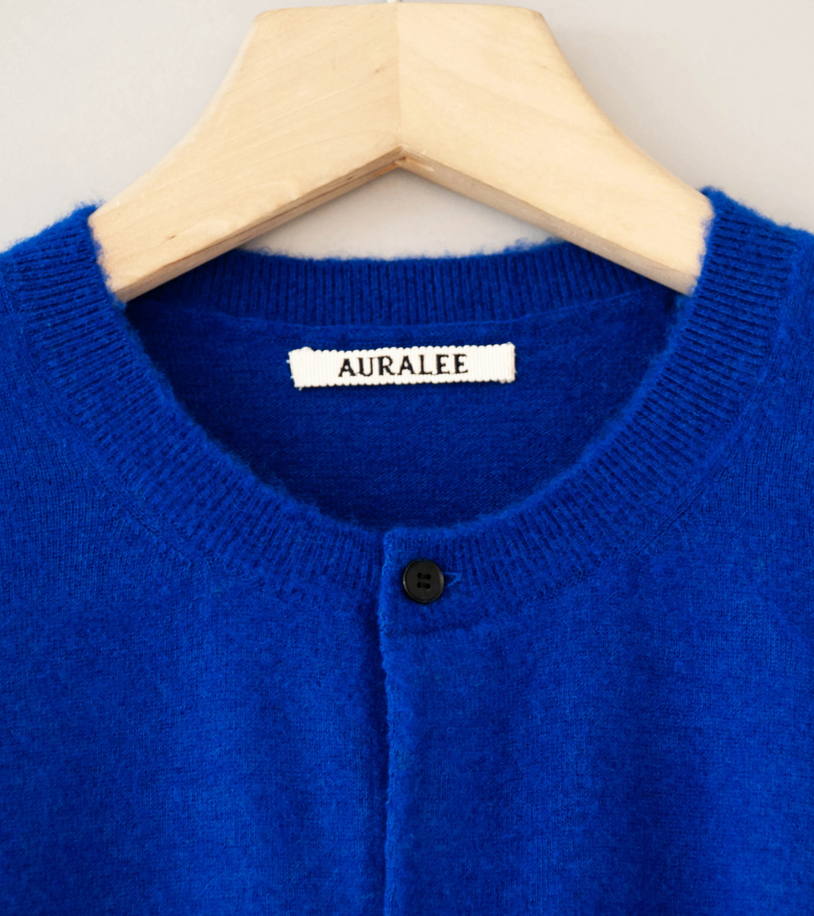 Auralee 'Brushed Cashmere Cotton Knit Cardigan' (Royal Blue) - Image 6