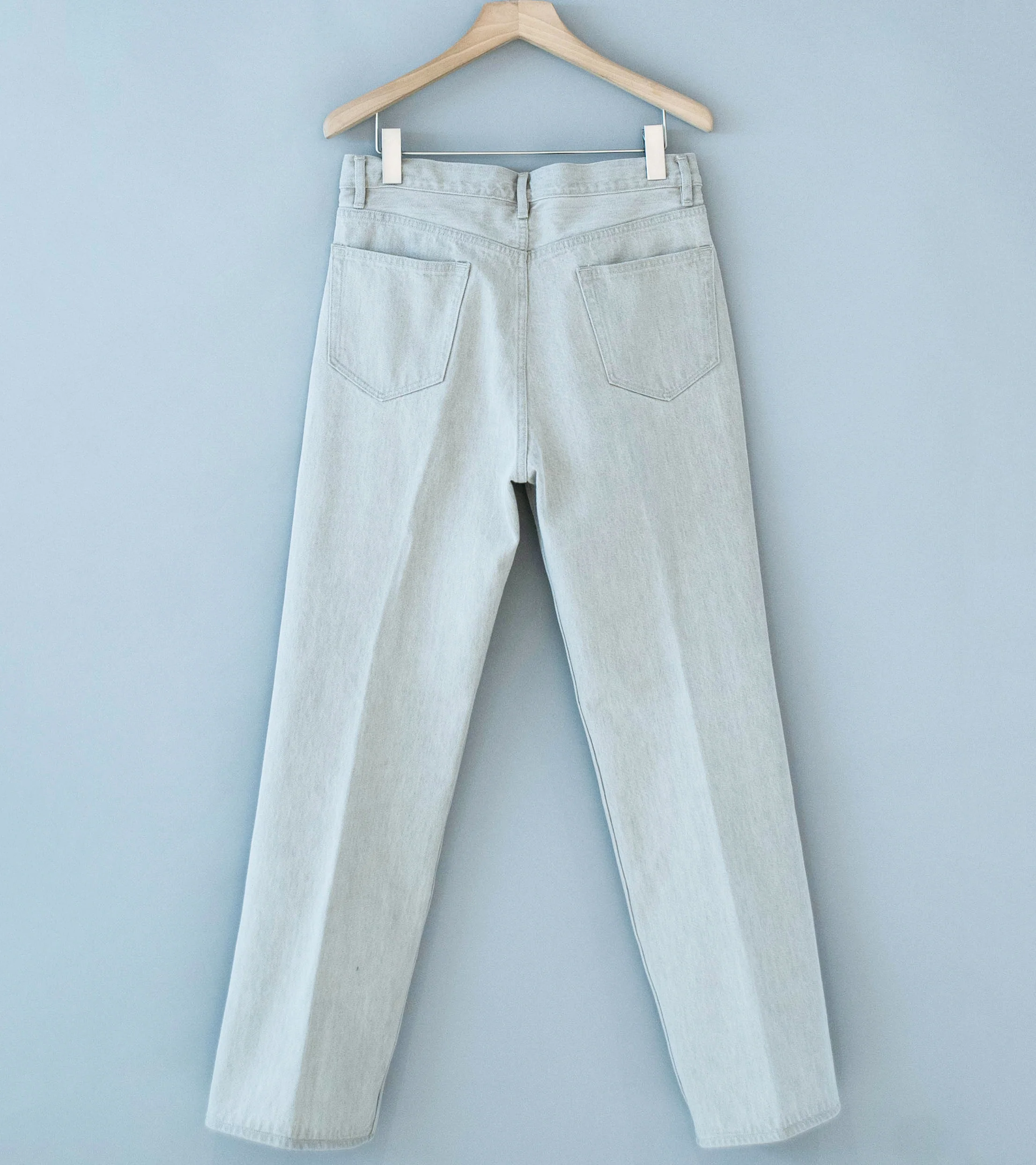 Auralee 'Faded Hard Twist Brown Denim 5P Pants' (Light Gray) - Image 5