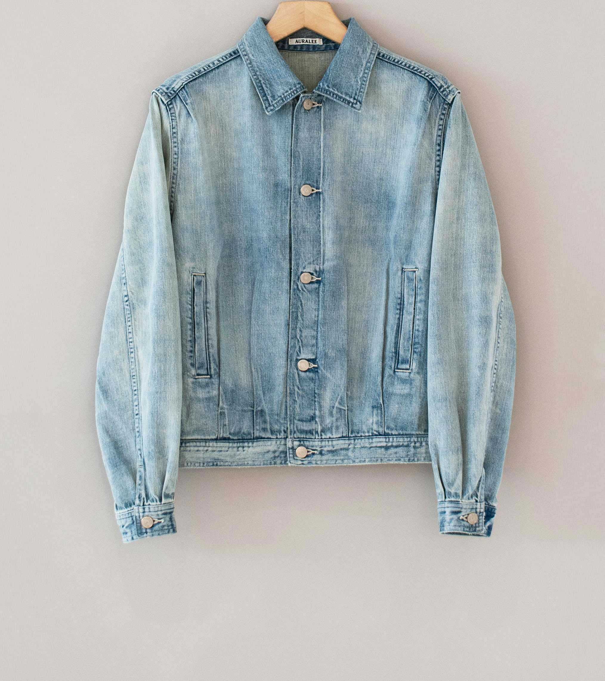 Auralee 'Faded Selvedge Light Denim Blouson' (Light Indigo)