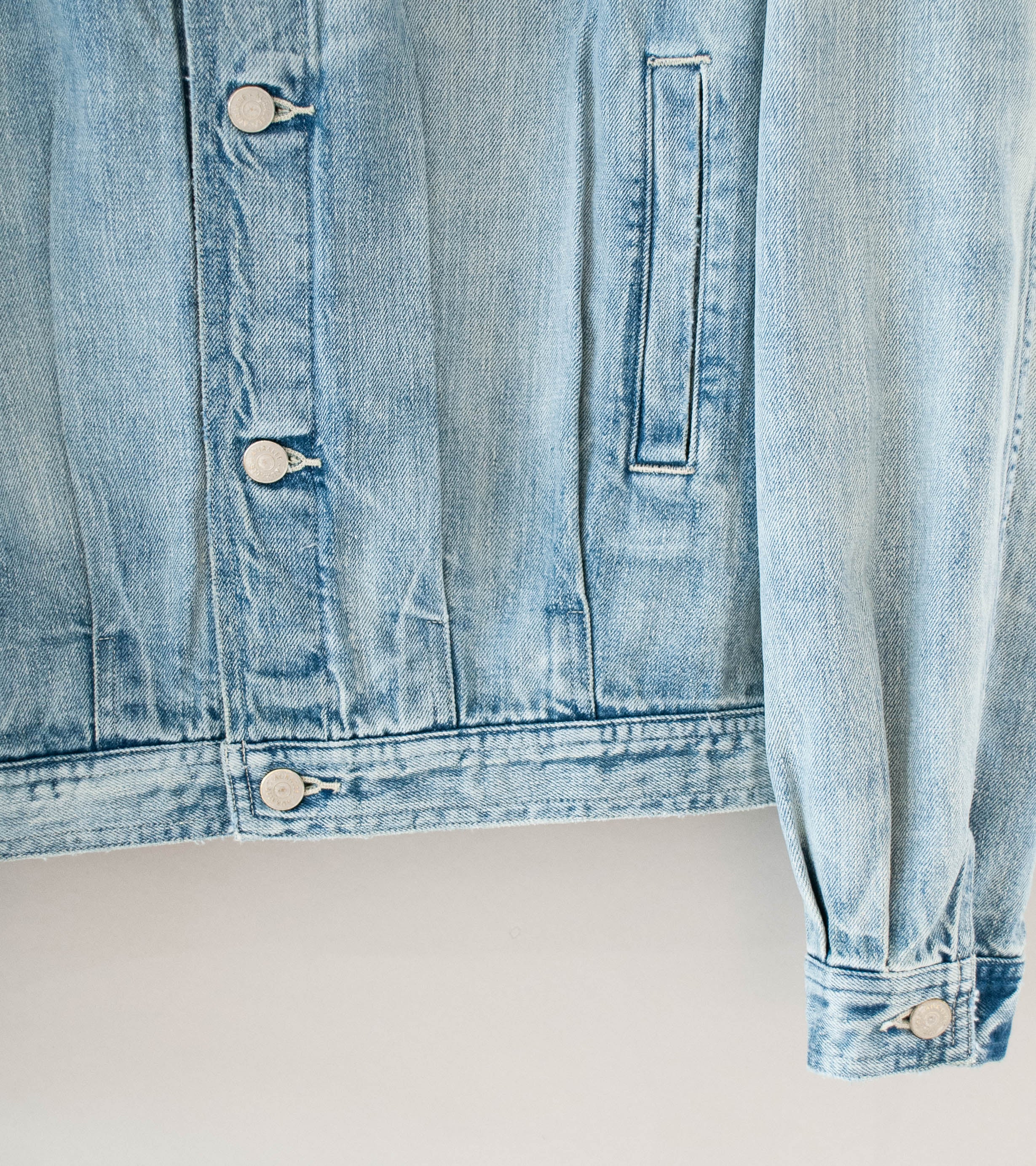Auralee 'Faded Selvedge Light Denim Blouson' (Light Indigo) - Image 3