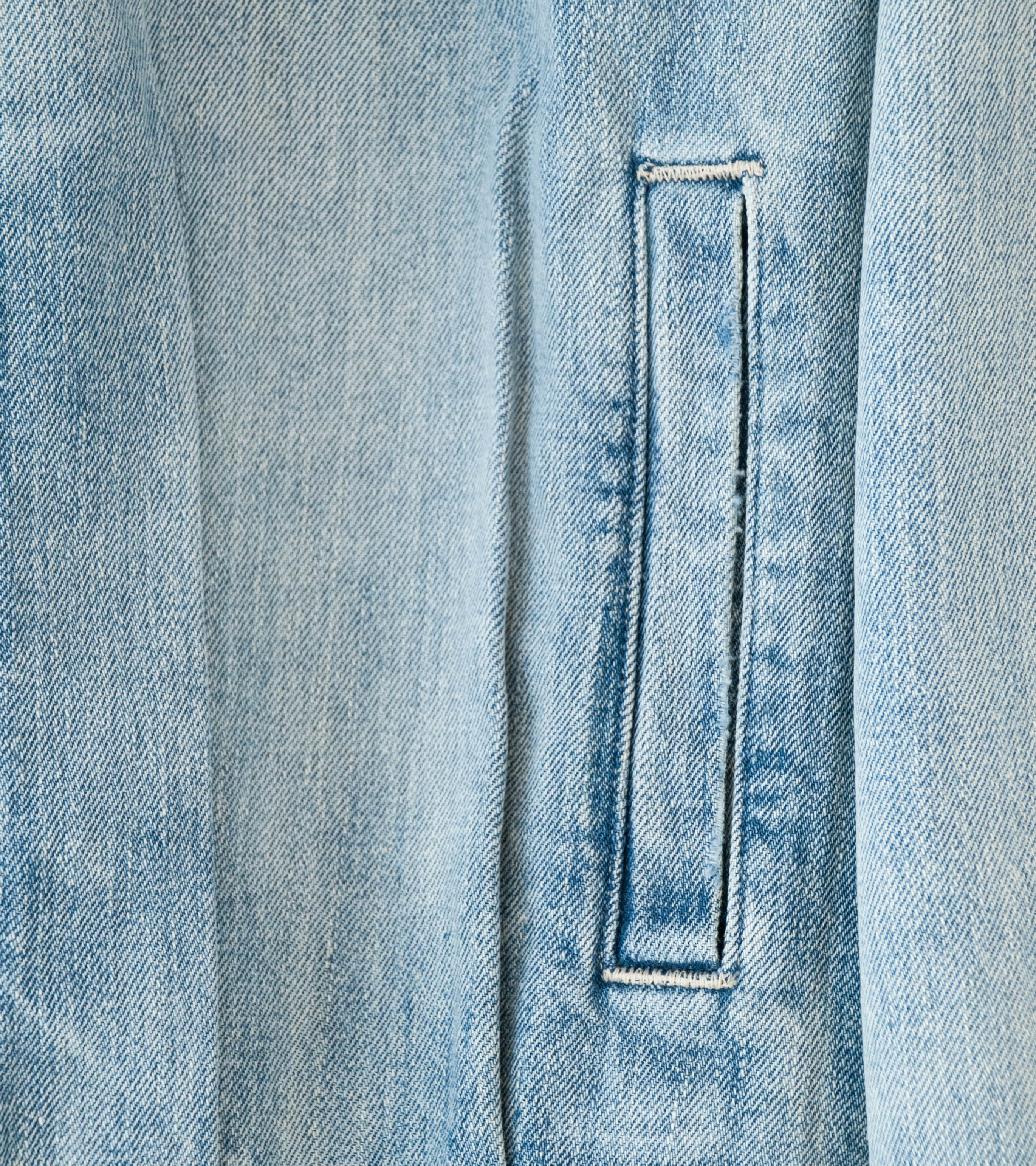 Auralee 'Faded Selvedge Light Denim Blouson' (Light Indigo) - Image 4