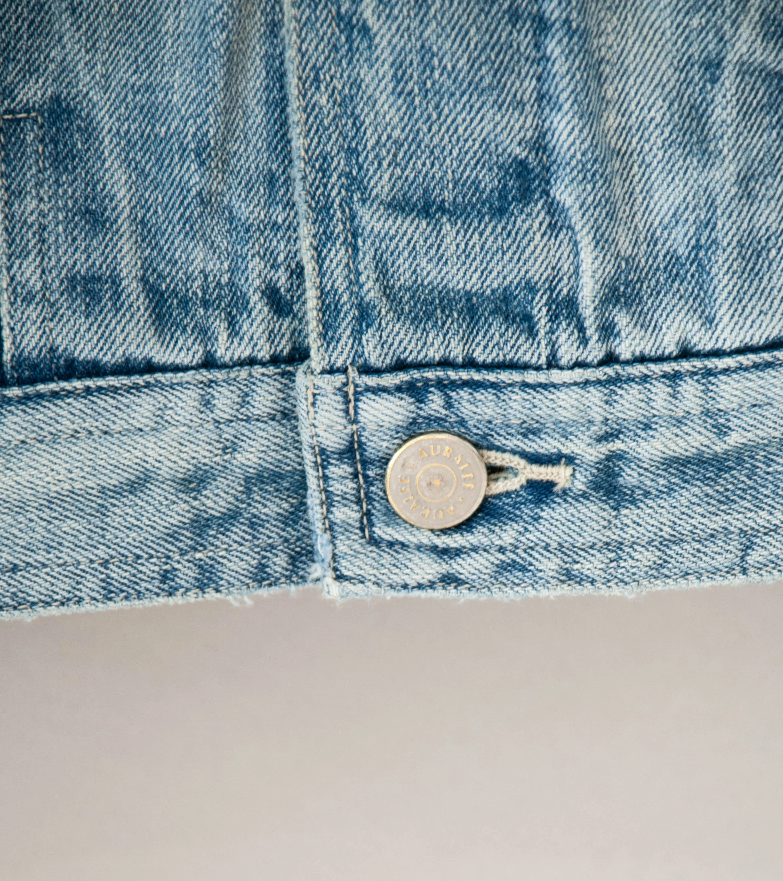 Auralee 'Faded Selvedge Light Denim Blouson' (Light Indigo) - Image 5