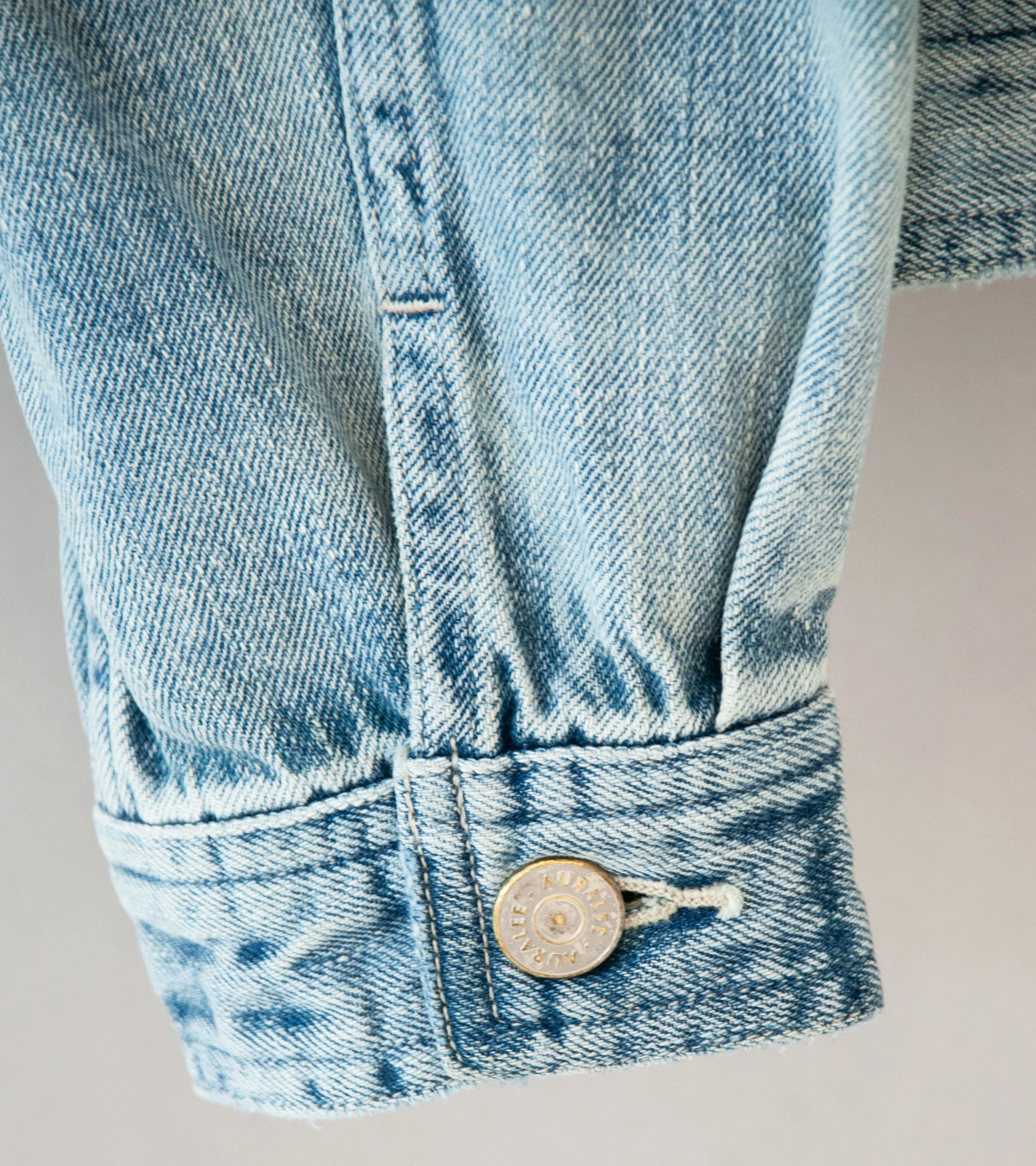 Auralee 'Faded Selvedge Light Denim Blouson' (Light Indigo) - Image 6