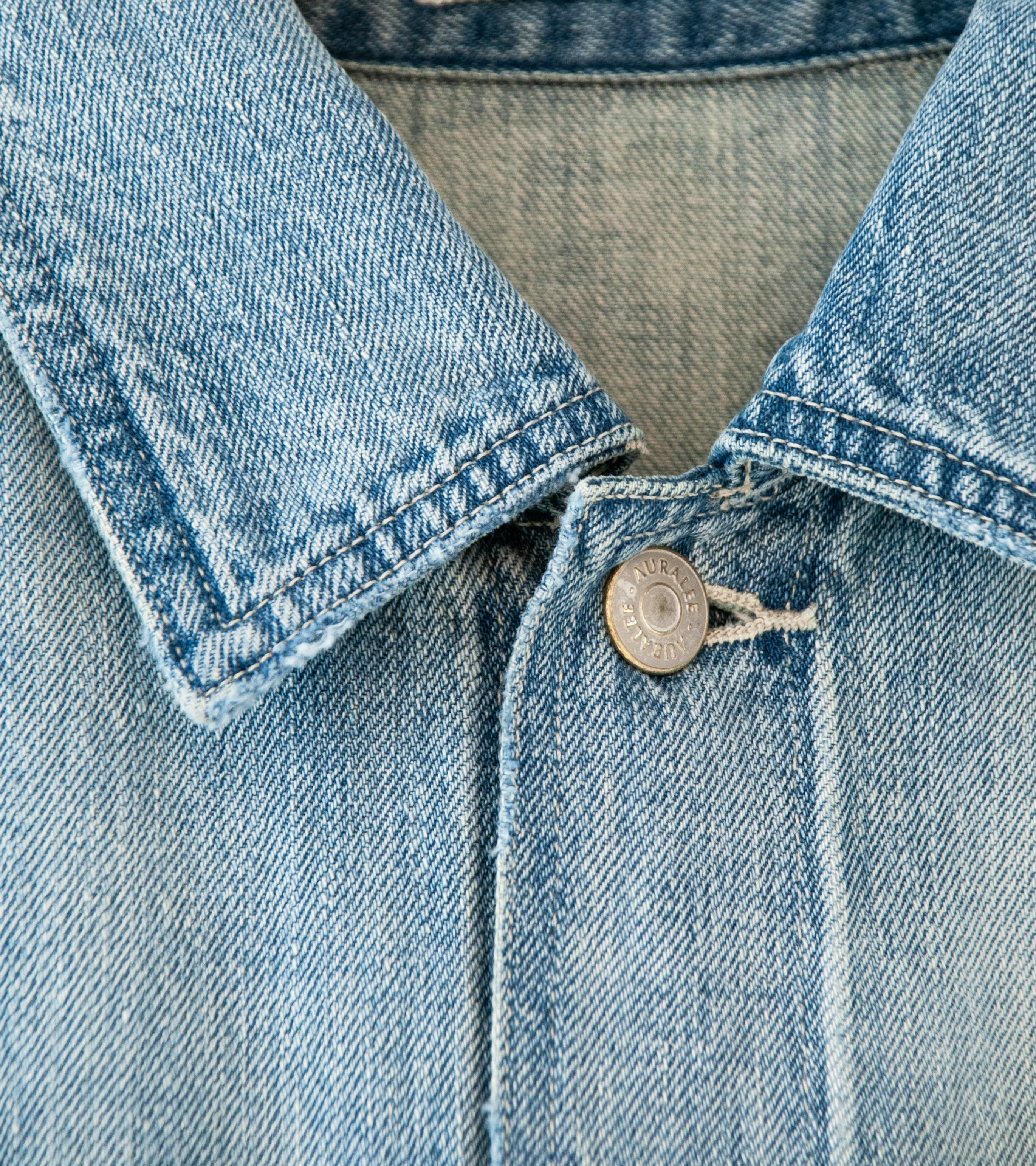 Auralee 'Faded Selvedge Light Denim Blouson' (Light Indigo) - Image 8
