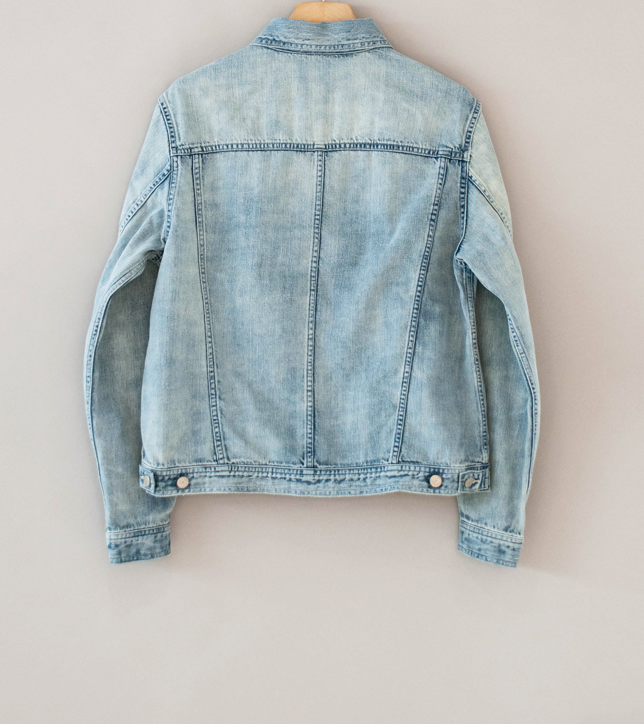 Auralee 'Faded Selvedge Light Denim Blouson' (Light Indigo) - Image 9
