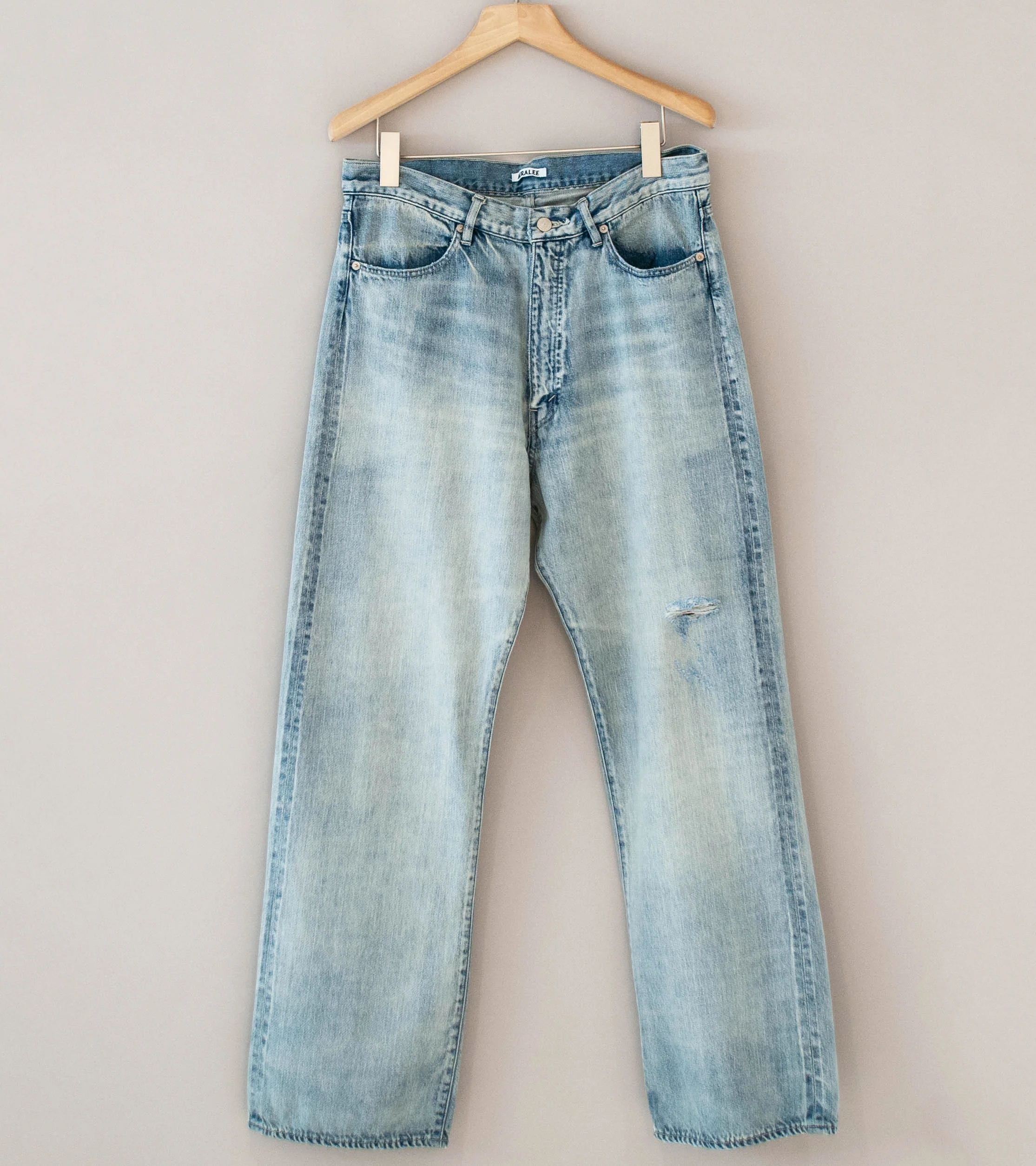 Auralee 'Faded Selvedge Light Denim Pants' (Light Indigo)