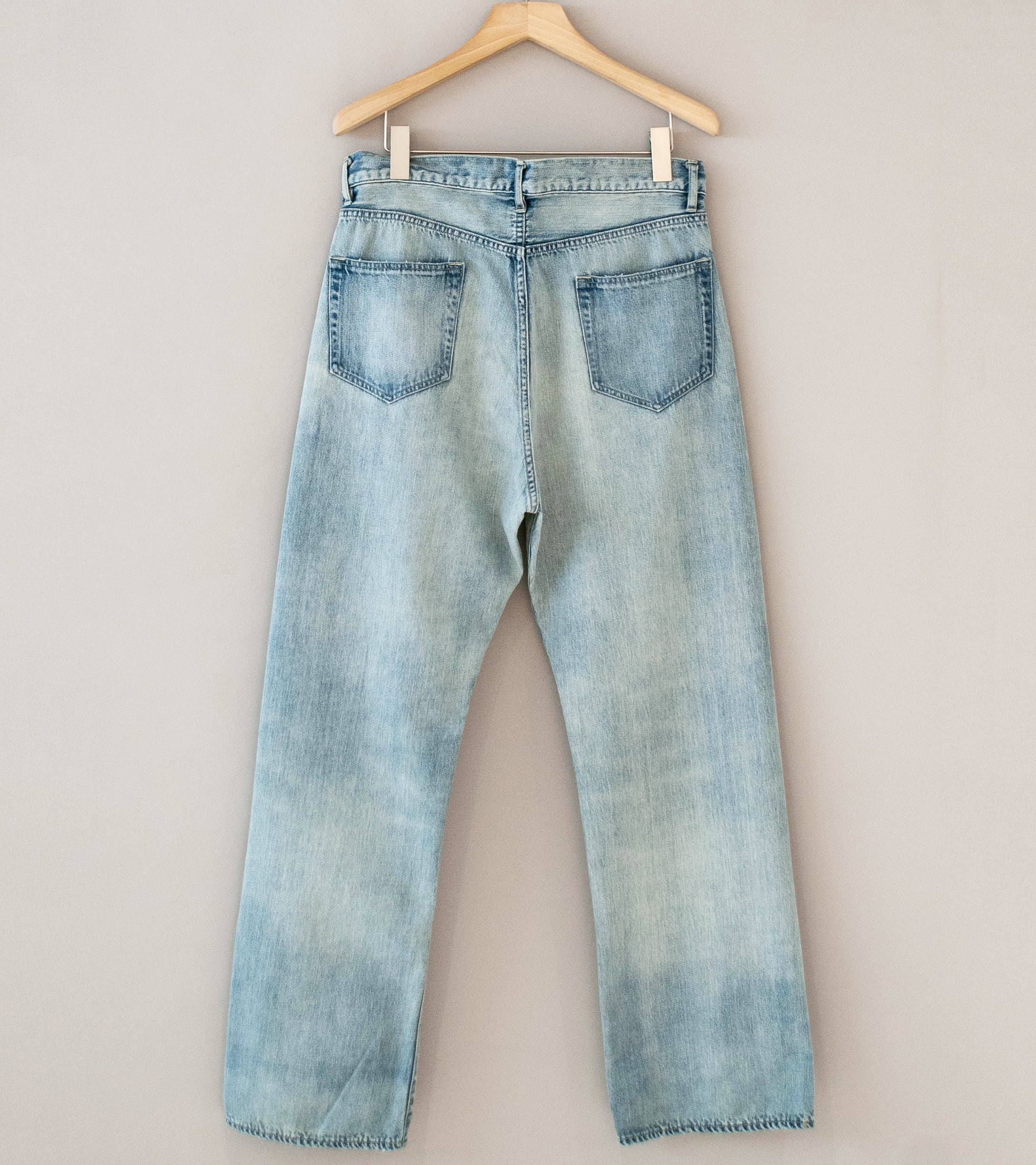 Auralee 'Faded Selvedge Light Denim Pants' (Light Indigo) - Image 6