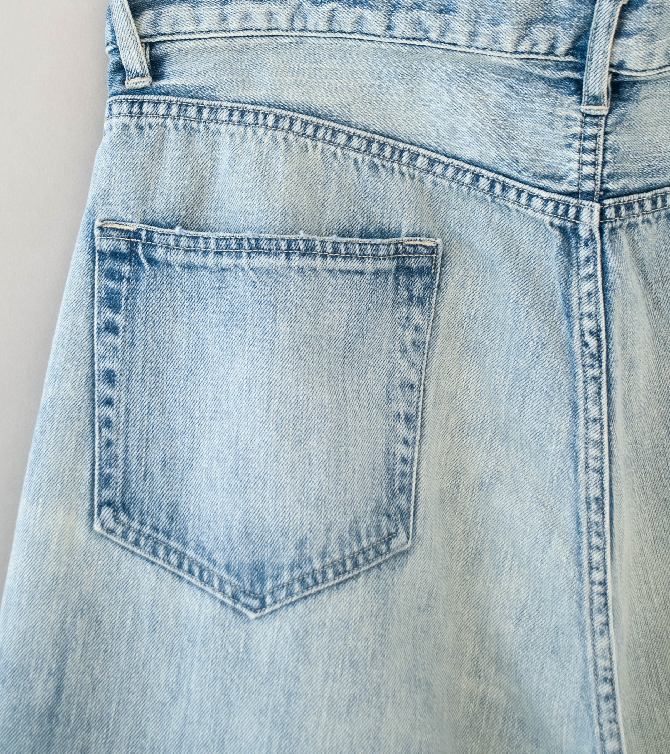 Auralee 'Faded Selvedge Light Denim Pants' (Light Indigo) - Image 7