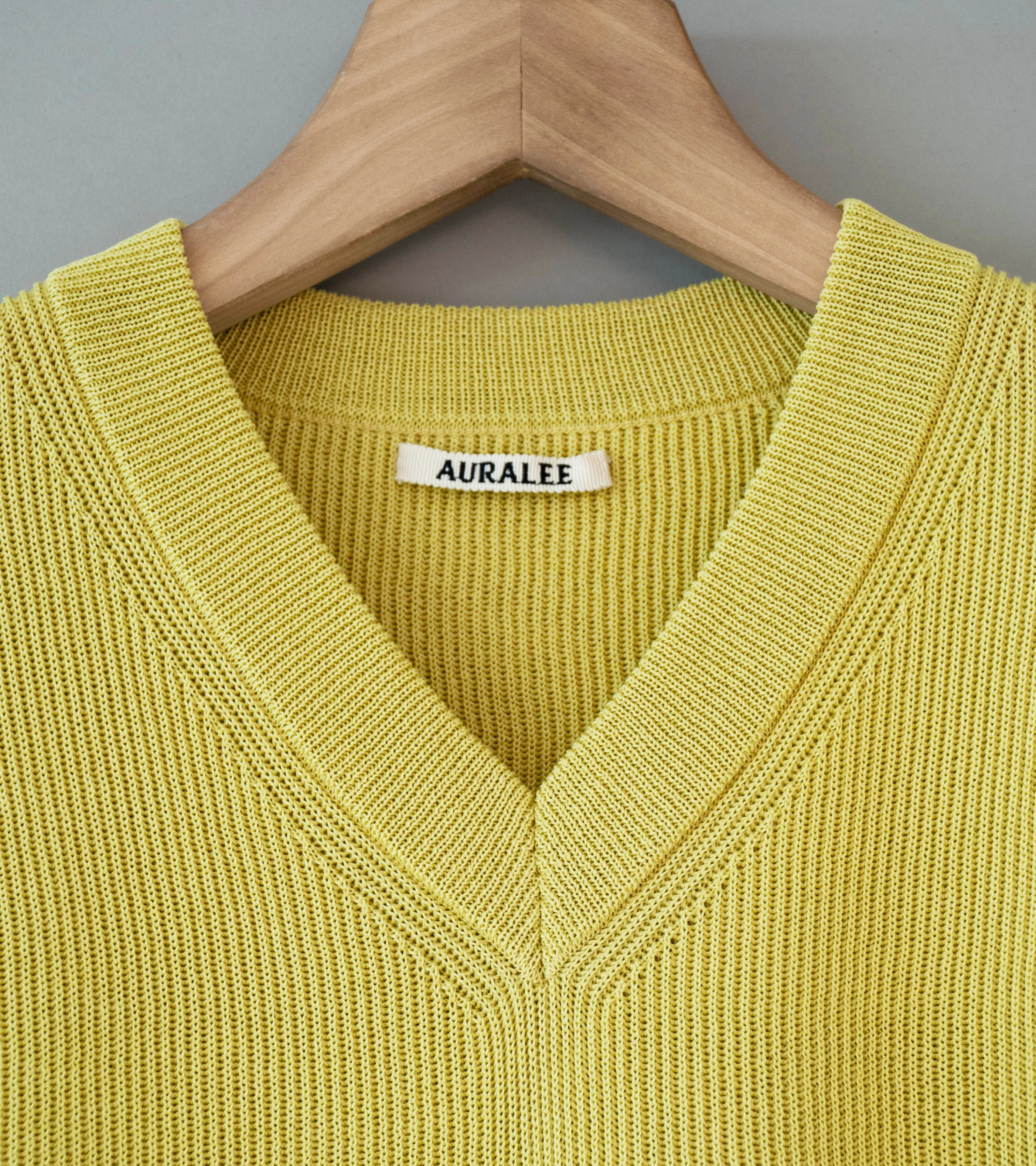 Auralee 'Flat Yarn Rib Knit Vest' (Dusty Yellow) - Image 5