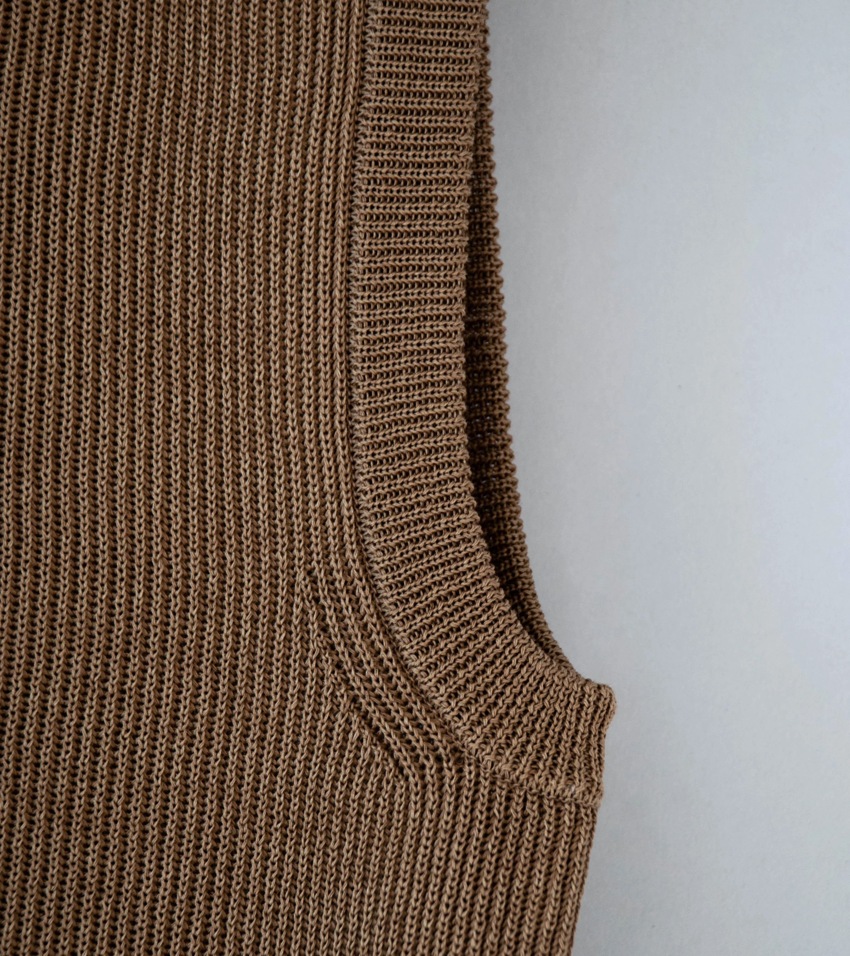Auralee 'Flat Yarn Rib Knit Vest' (Light Brown) - Image 3