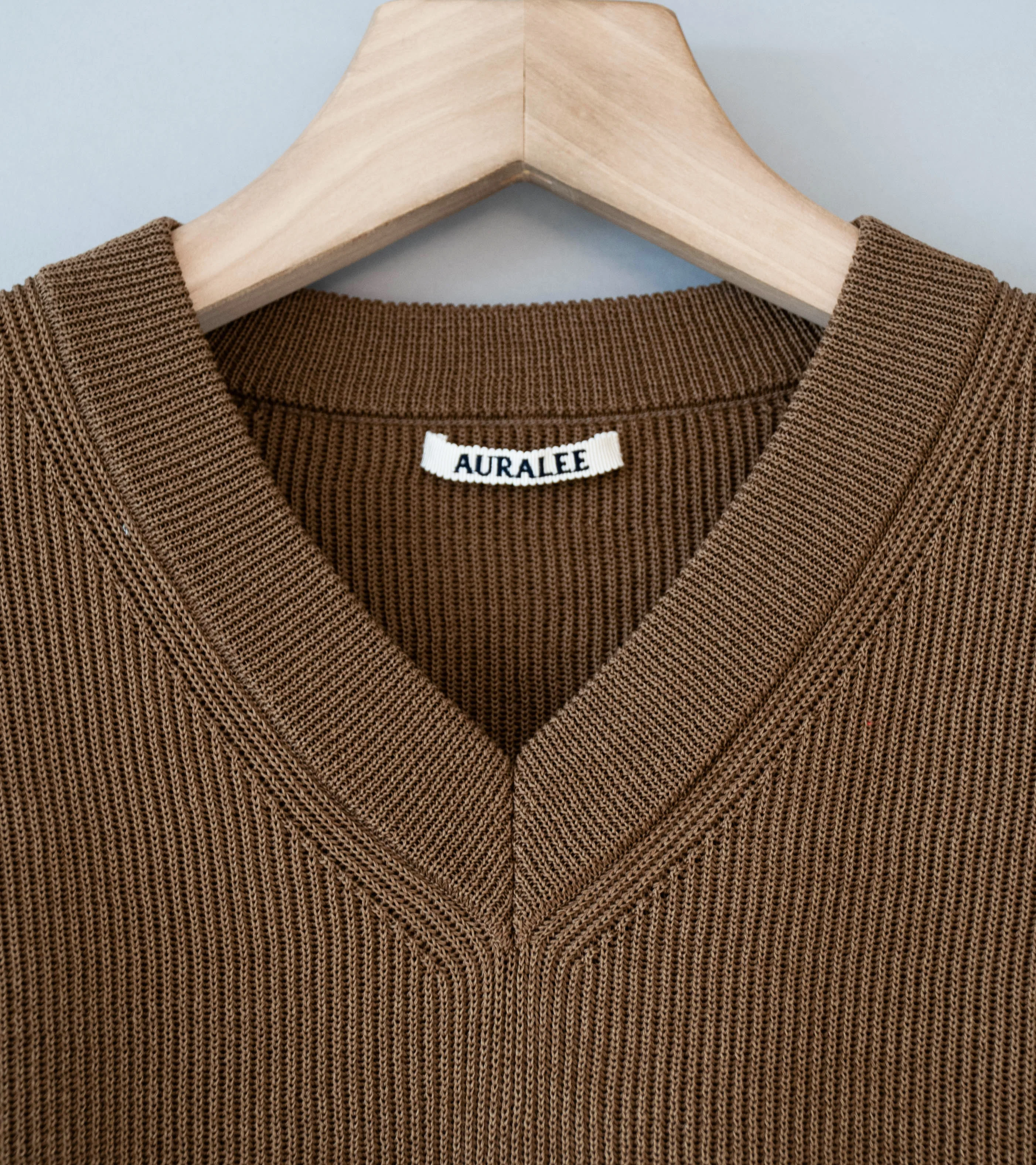 Auralee 'Flat Yarn Rib Knit Vest' (Light Brown) - Image 5