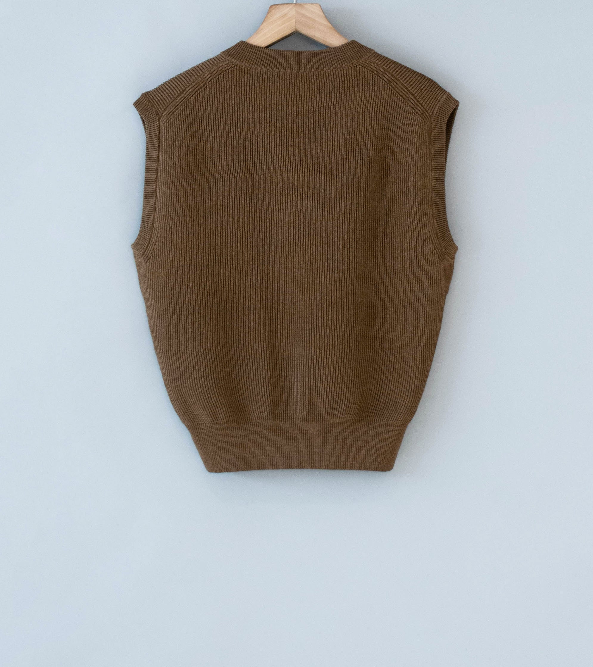 Auralee 'Flat Yarn Rib Knit Vest' (Light Brown) - Image 7