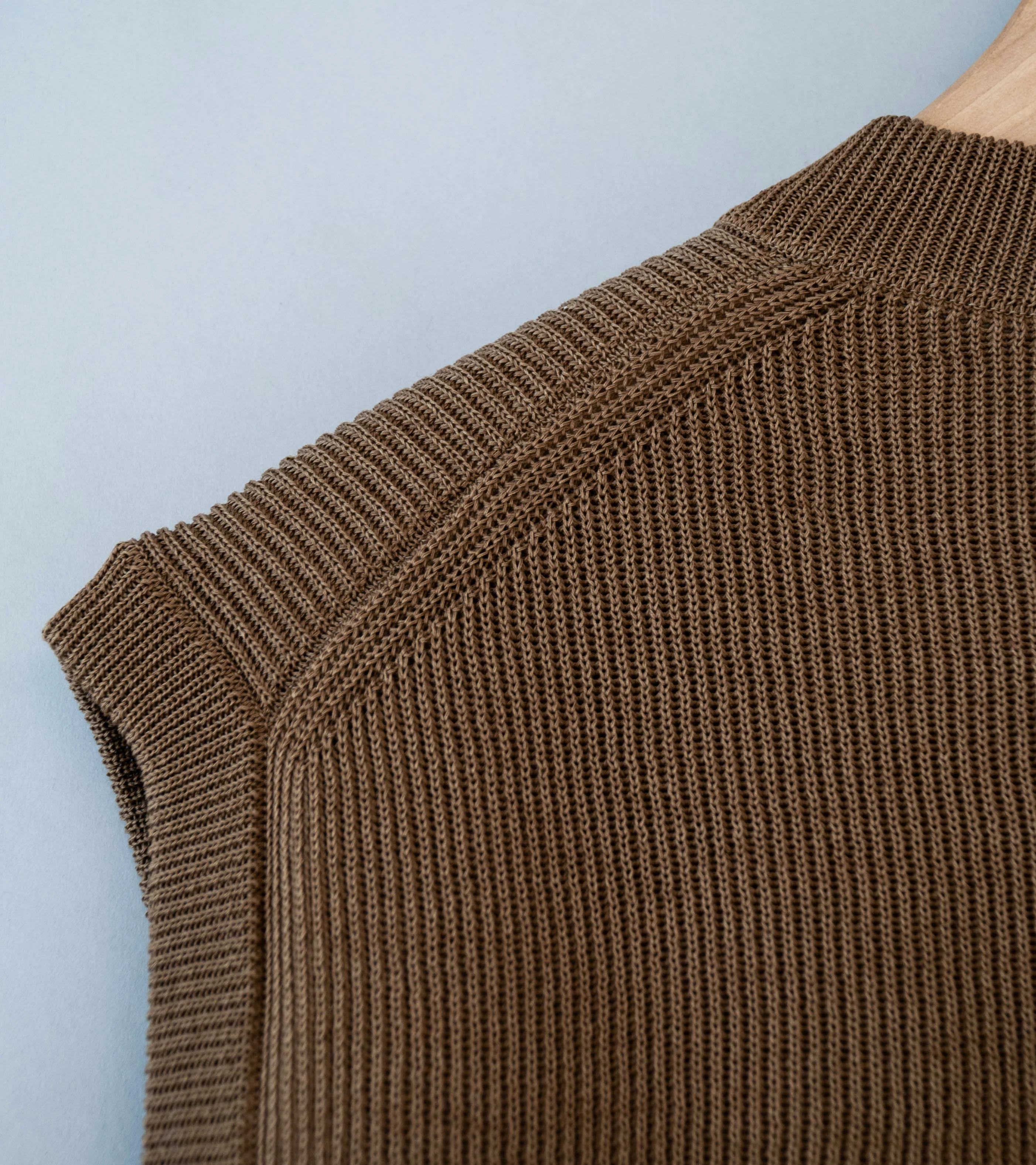 Auralee 'Flat Yarn Rib Knit Vest' (Light Brown) - Image 8