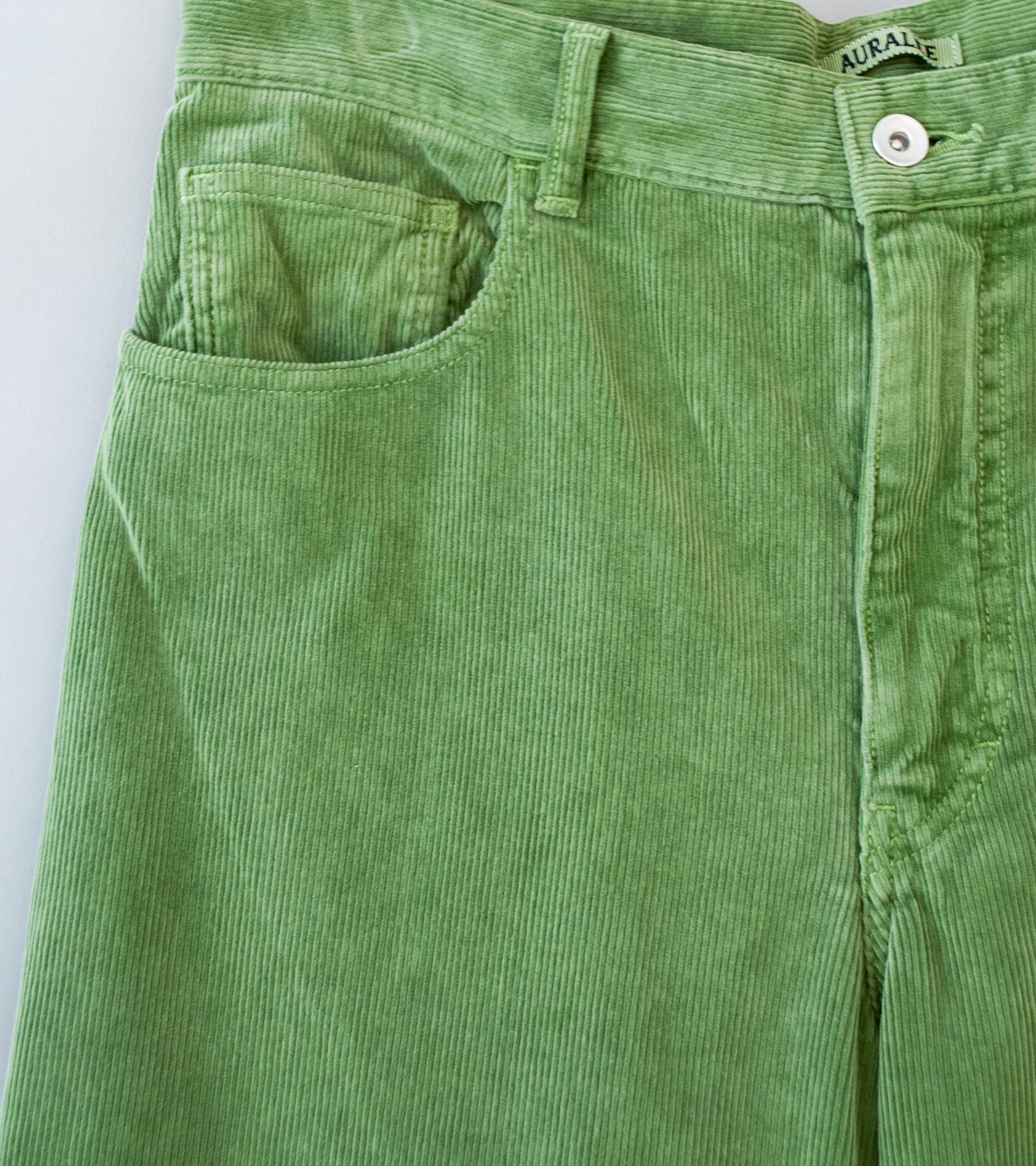 Auralee 'Garment Dyed Finx Corduroy 5P Wide Pants' (Dusty Green) - Image 2