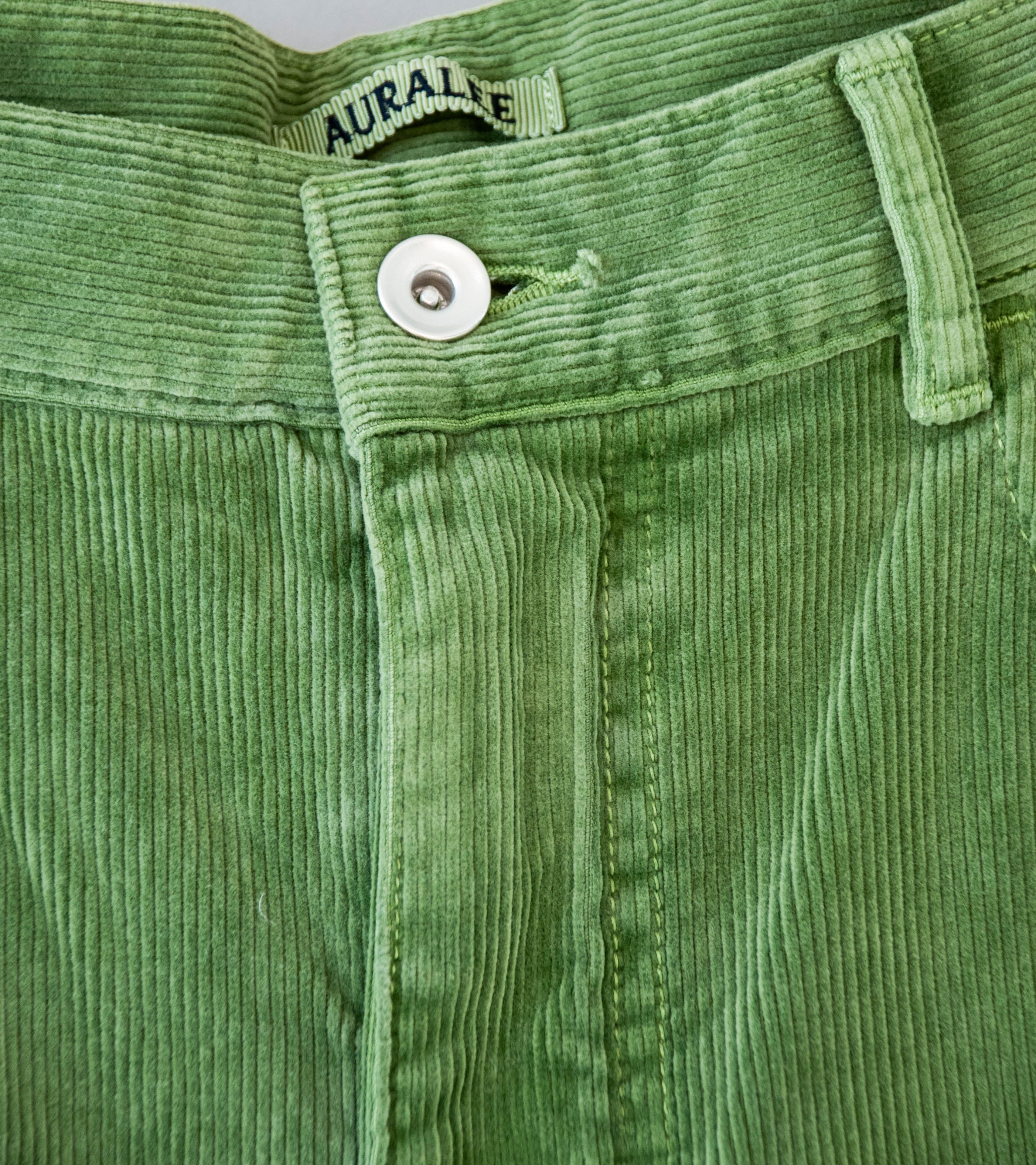 Auralee 'Garment Dyed Finx Corduroy 5P Wide Pants' (Dusty Green) - Image 4