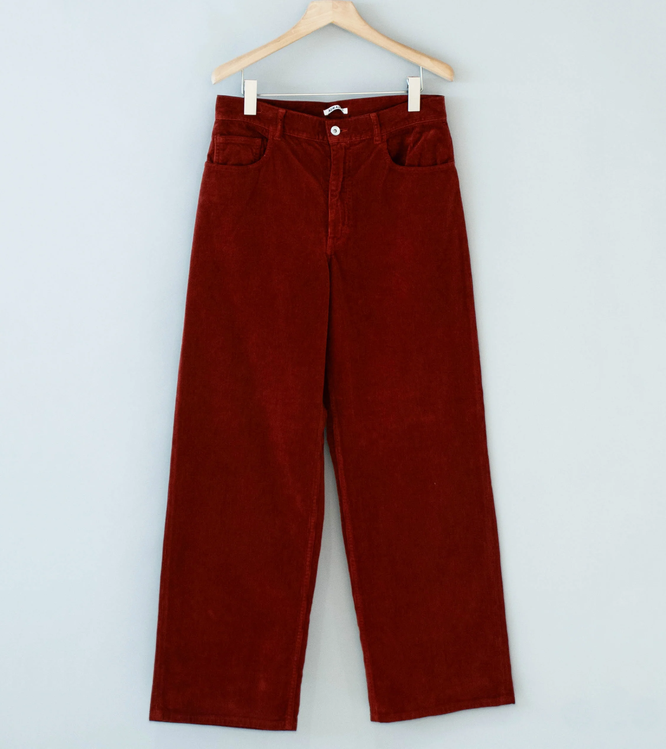 Auralee 'Garment Dyed Finx Corduroy 5P Wide Pants' (Red Brown)