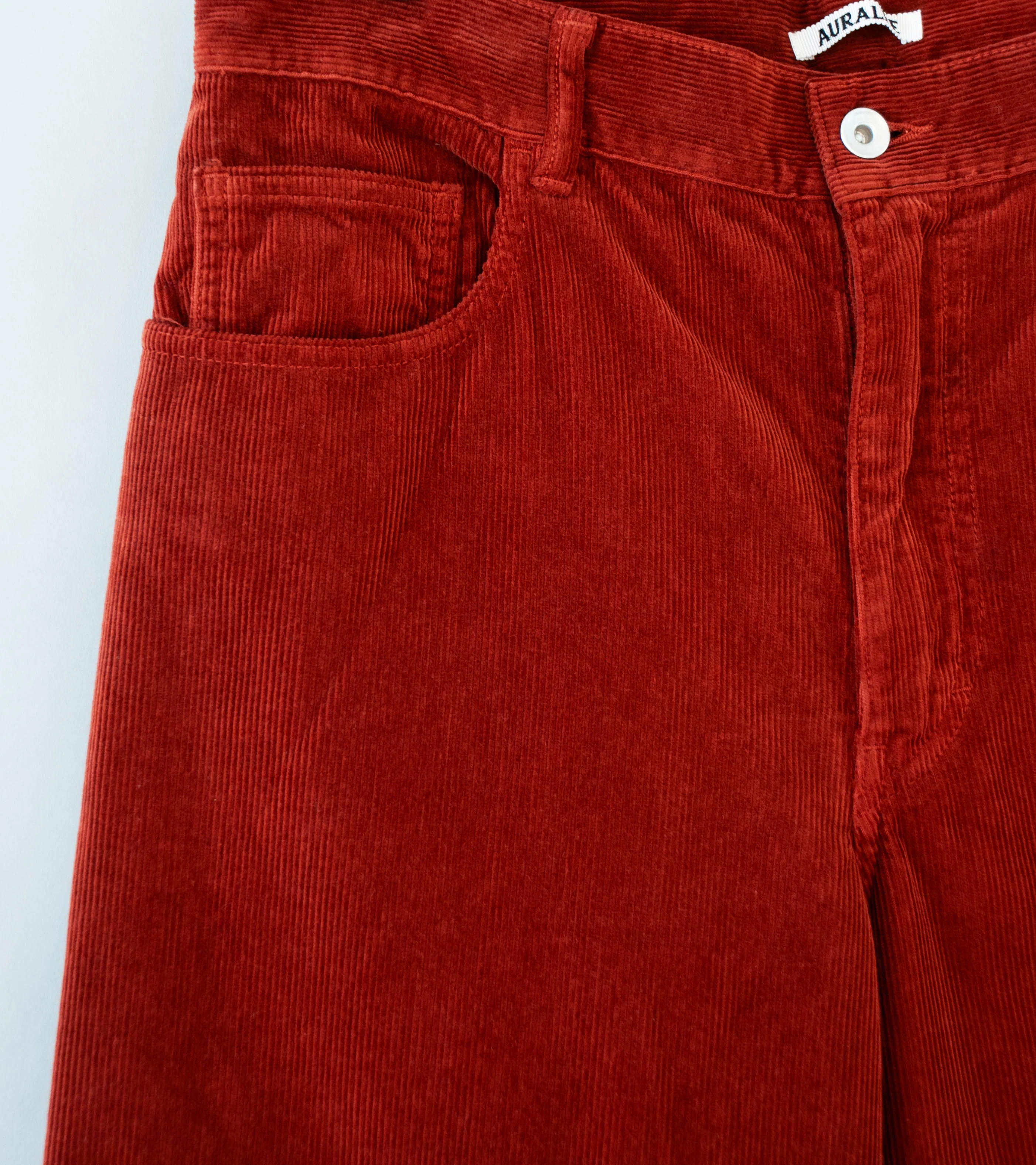 Auralee 'Garment Dyed Finx Corduroy 5P Wide Pants' (Red Brown) - Image 2