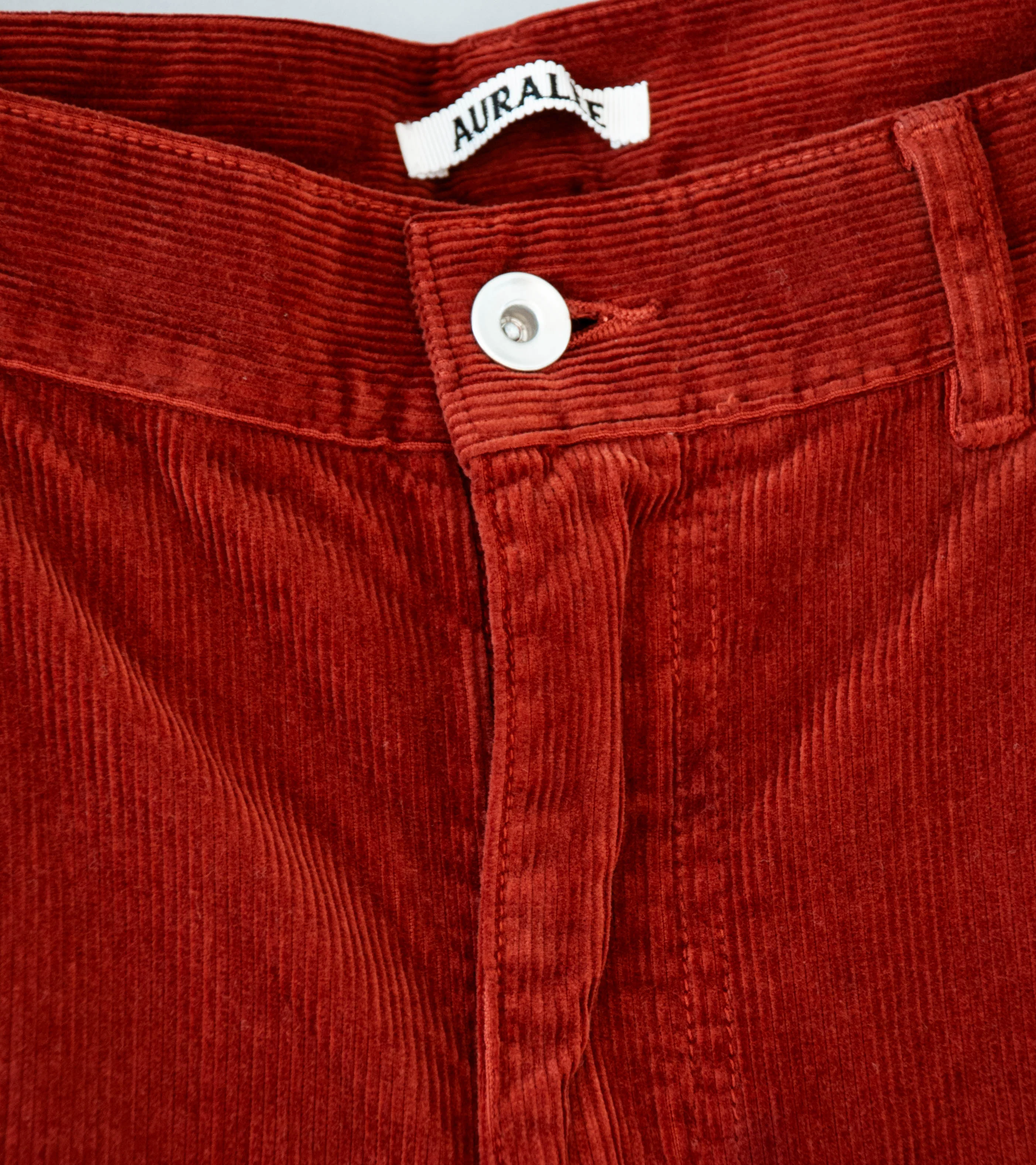 Auralee 'Garment Dyed Finx Corduroy 5P Wide Pants' (Red Brown) - Image 4