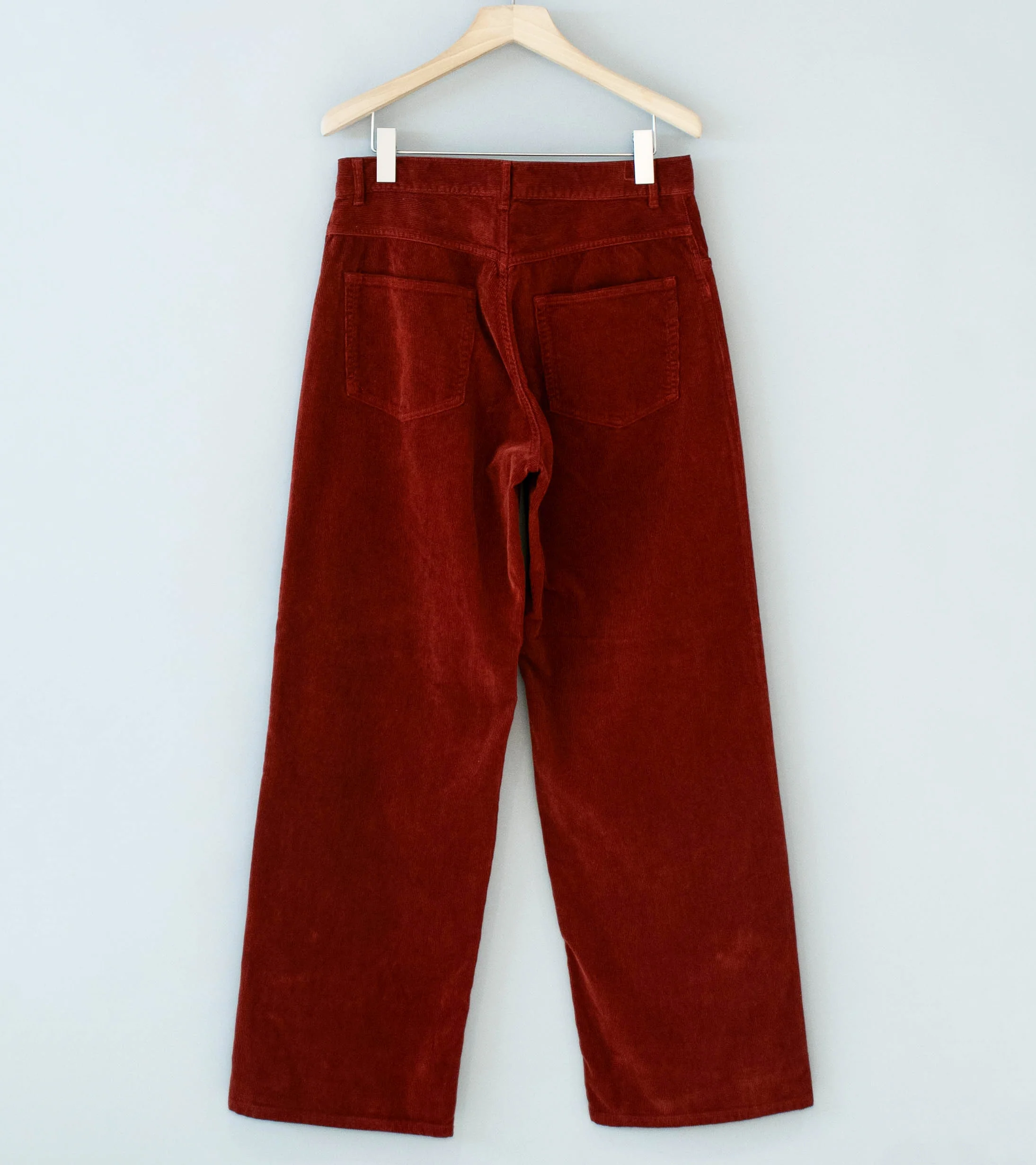Auralee 'Garment Dyed Finx Corduroy 5P Wide Pants' (Red Brown) - Image 5