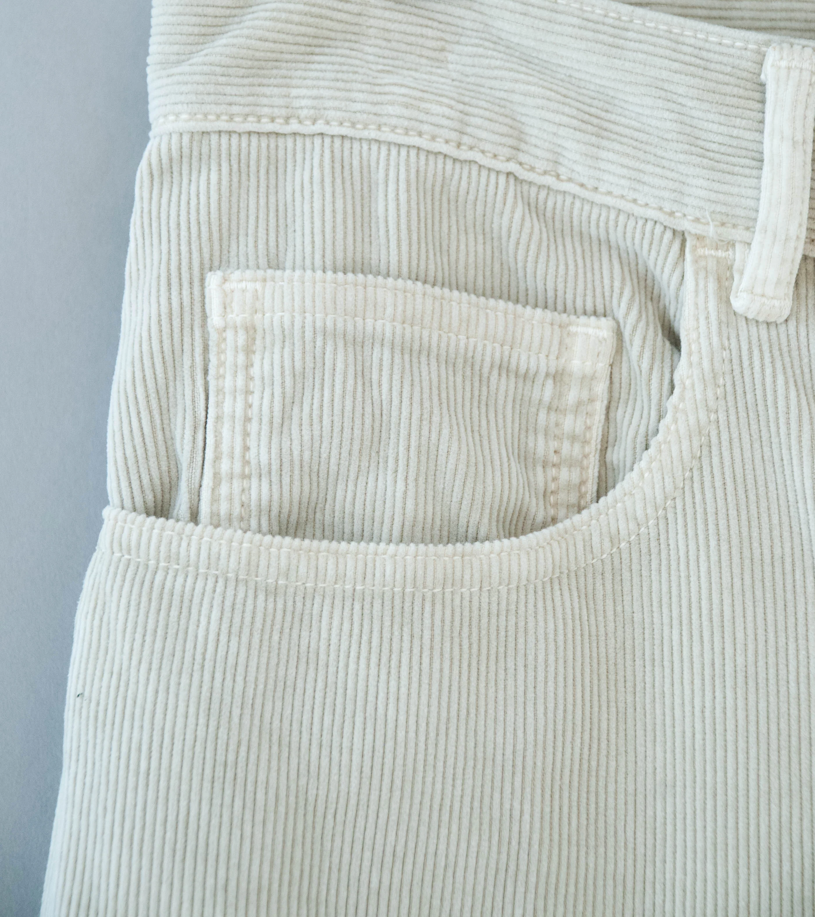 Auralee 'Garment Dyed Finx Corduroy 5P Wide Pants' (White Khaki) - Image 3