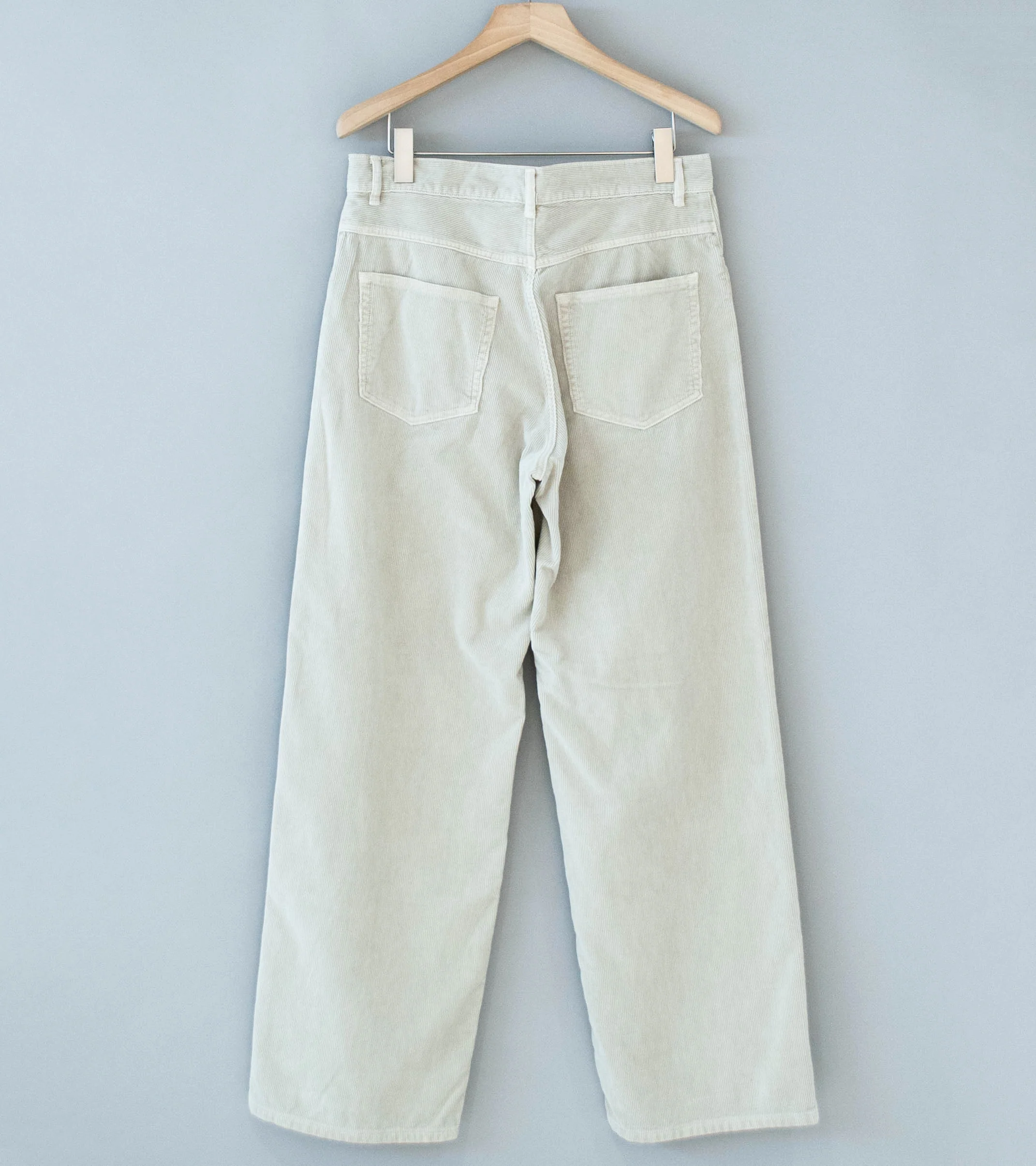 Auralee 'Garment Dyed Finx Corduroy 5P Wide Pants' (White Khaki) - Image 5