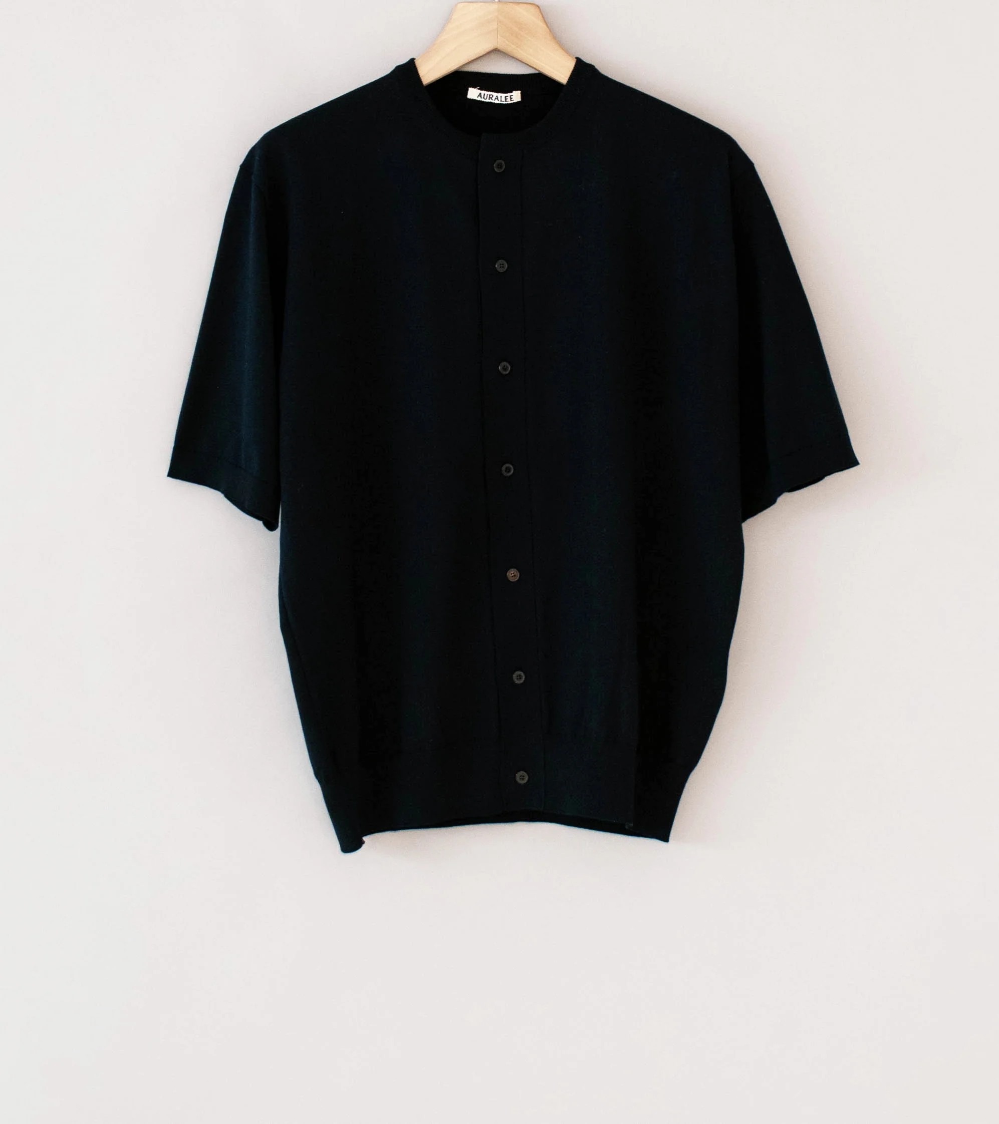 Auralee 'Giza High Gauge Knit Half Sleeved Cardigan' (Dark Navy)