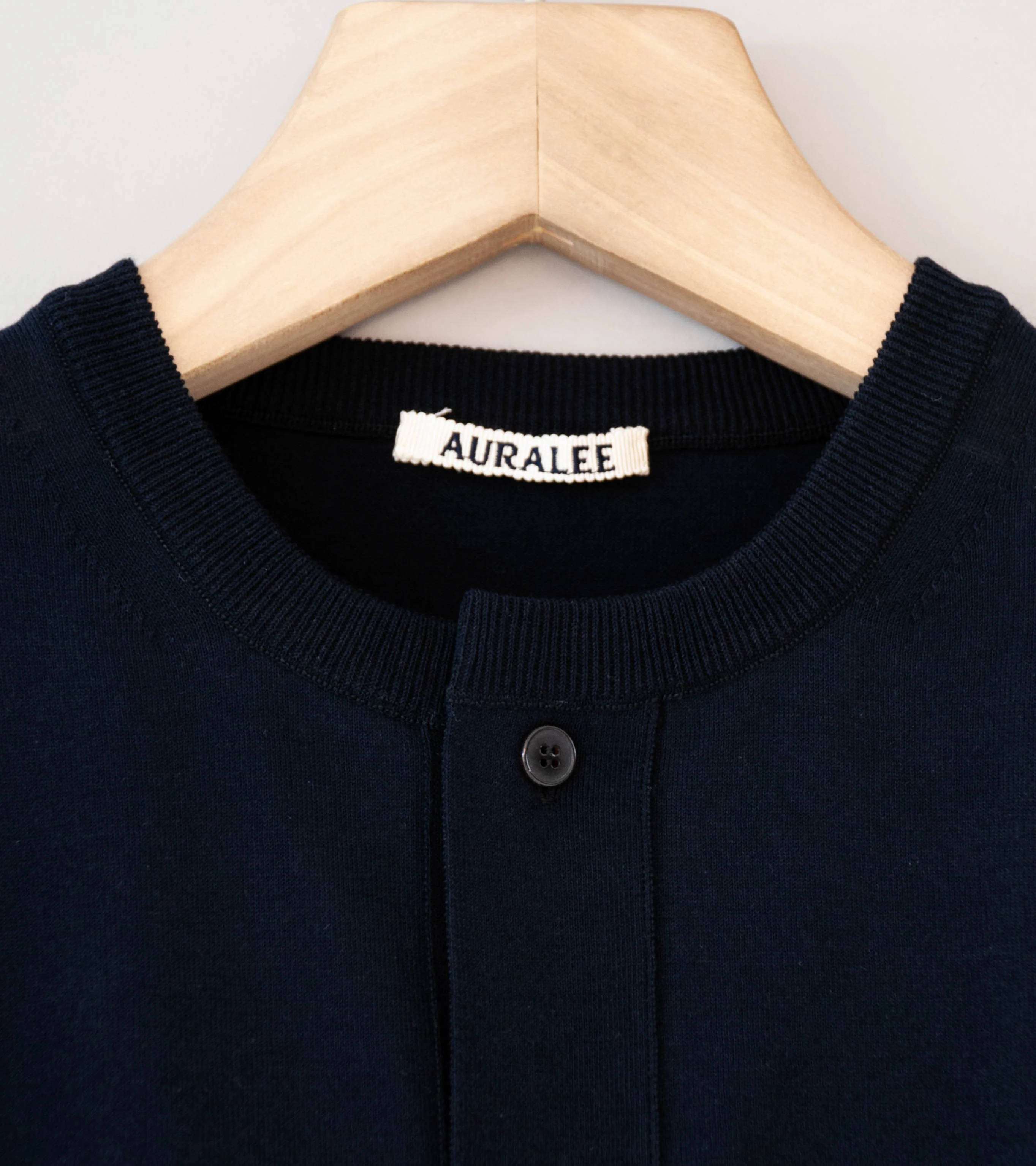 Auralee 'Giza High Gauge Knit Half Sleeved Cardigan' (Dark Navy) - Image 5