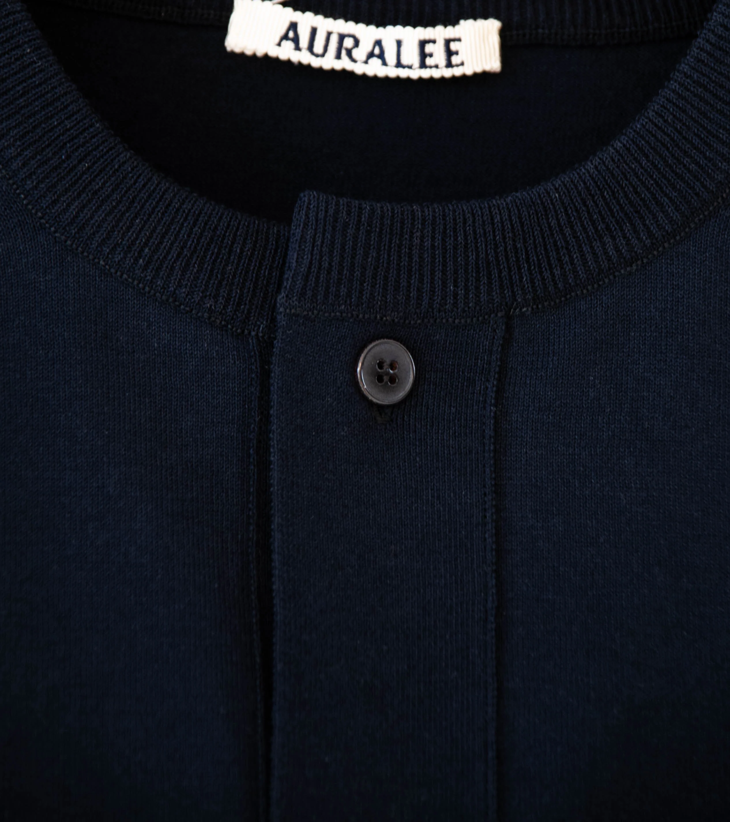 Auralee 'Giza High Gauge Knit Half Sleeved Cardigan' (Dark Navy) - Image 6