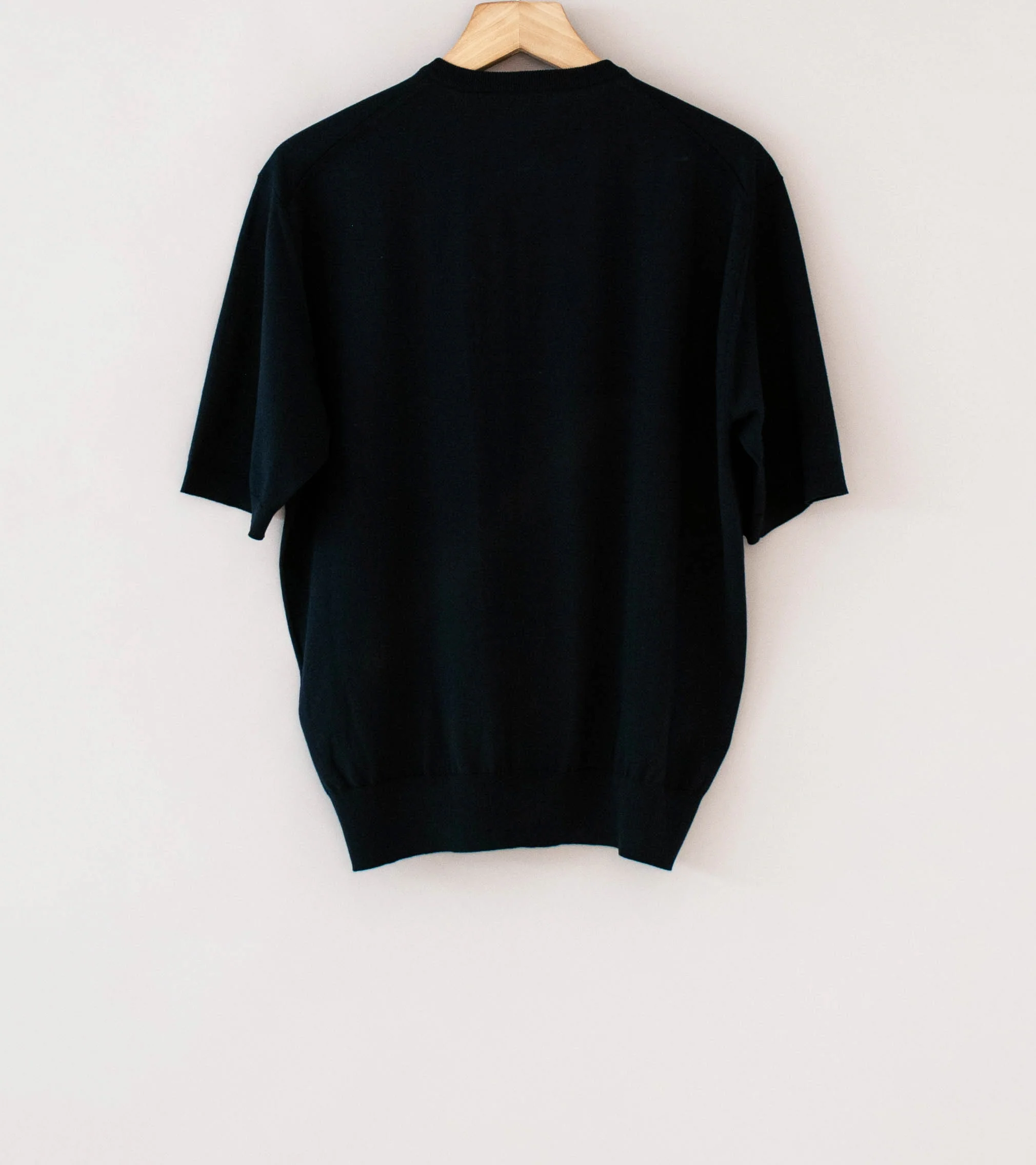 Auralee 'Giza High Gauge Knit Half Sleeved Cardigan' (Dark Navy) - Image 7